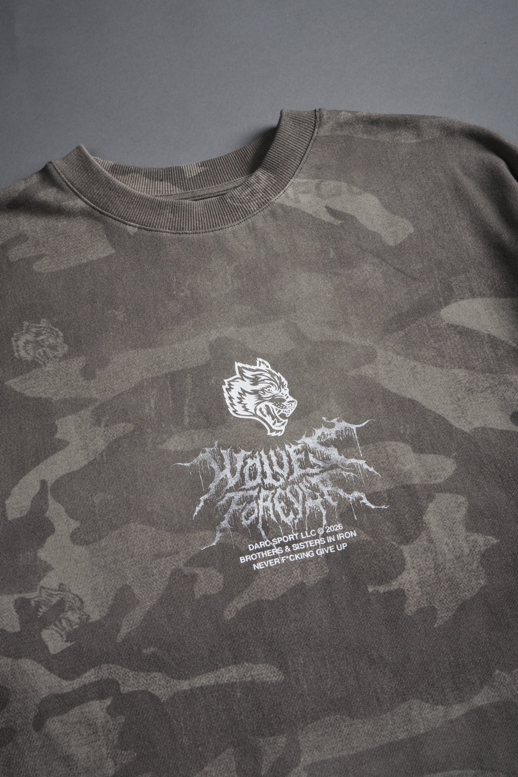Drip Hesh WLVS FRVR Unisex Premium Oversized Tee in Lush Vintage Woodland Camo - Image 4