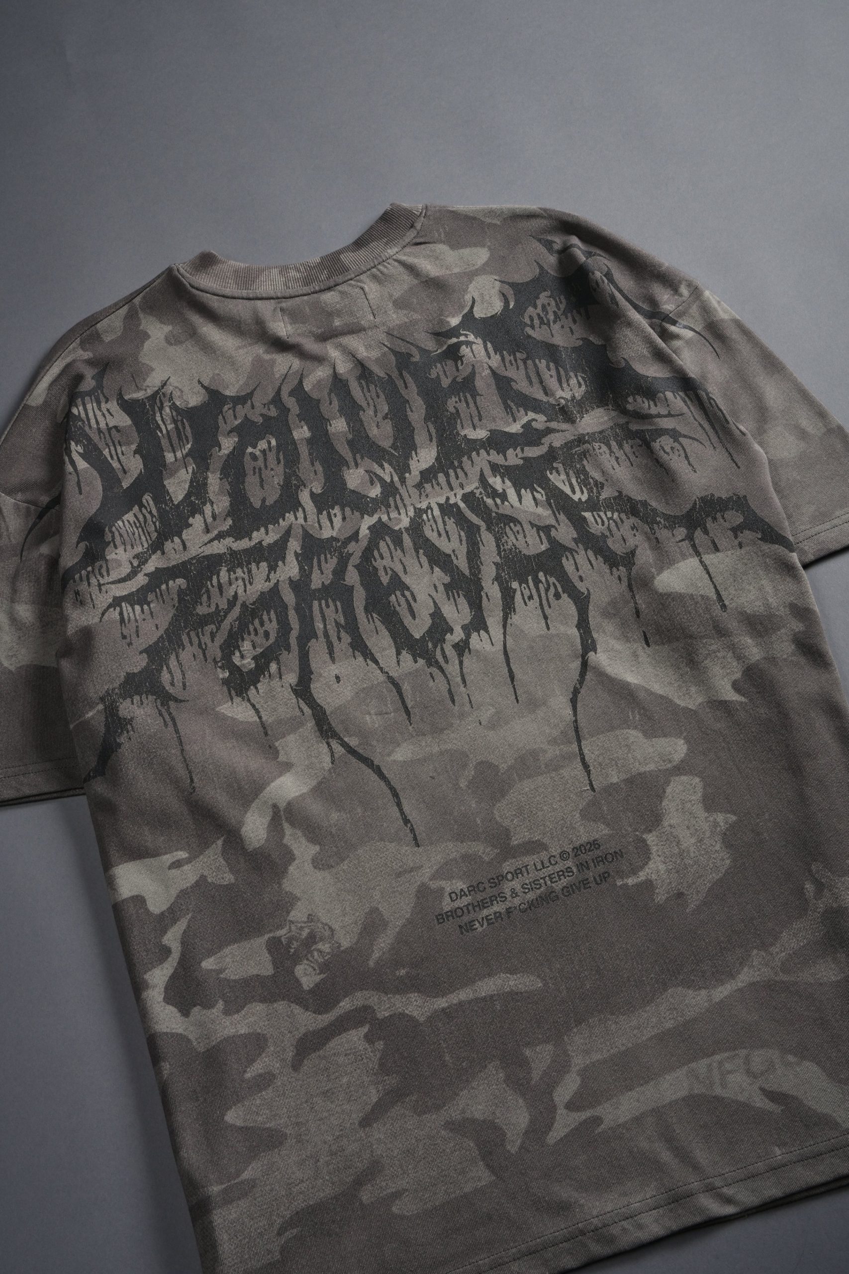 Drip Hesh WLVS FRVR Unisex Premium Oversized Tee in Lush Vintage Woodland Camo - Image 5