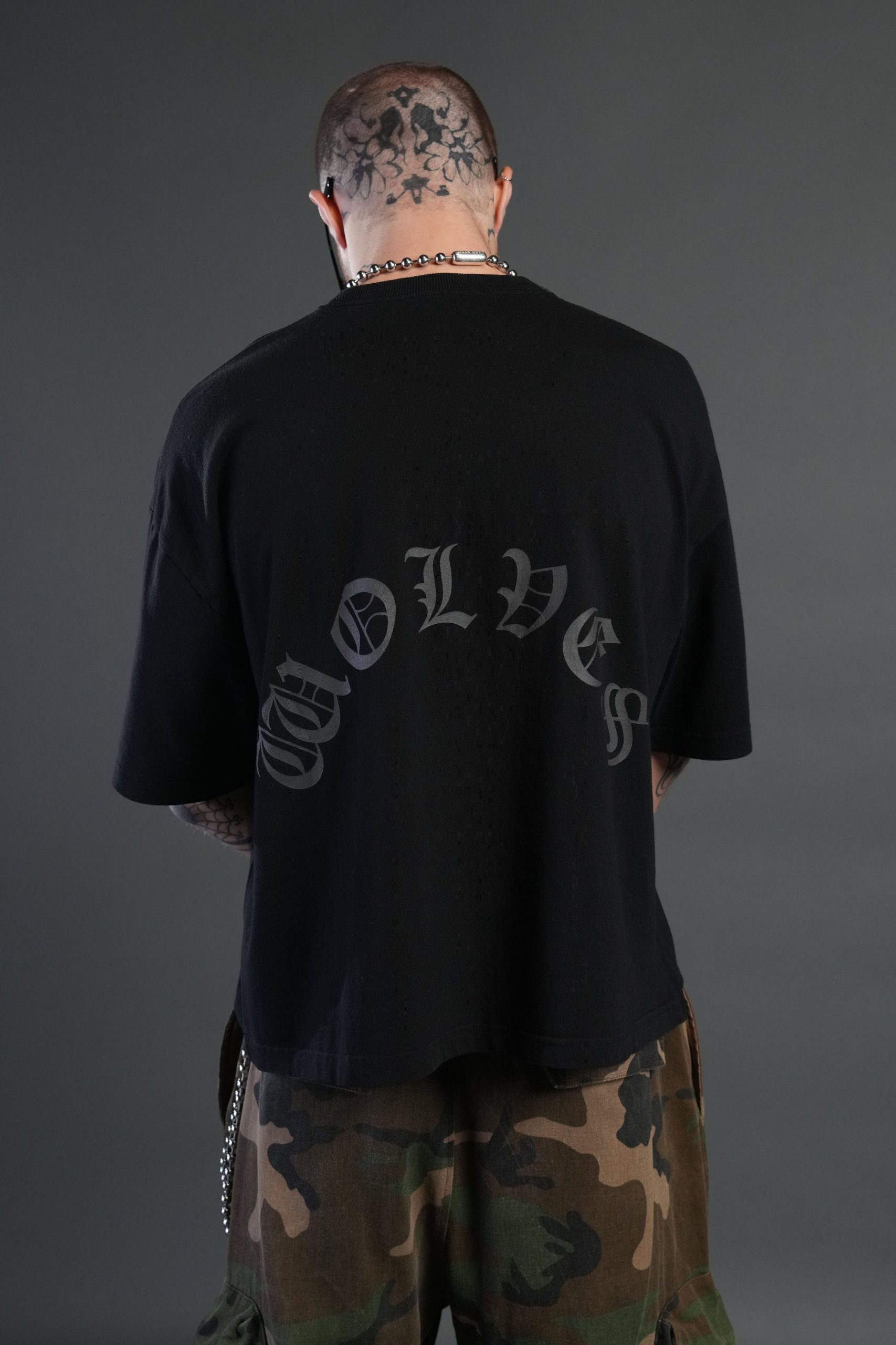 Wolf Chopper FRVR Grunge Box Cut Tee in Black - Image 2