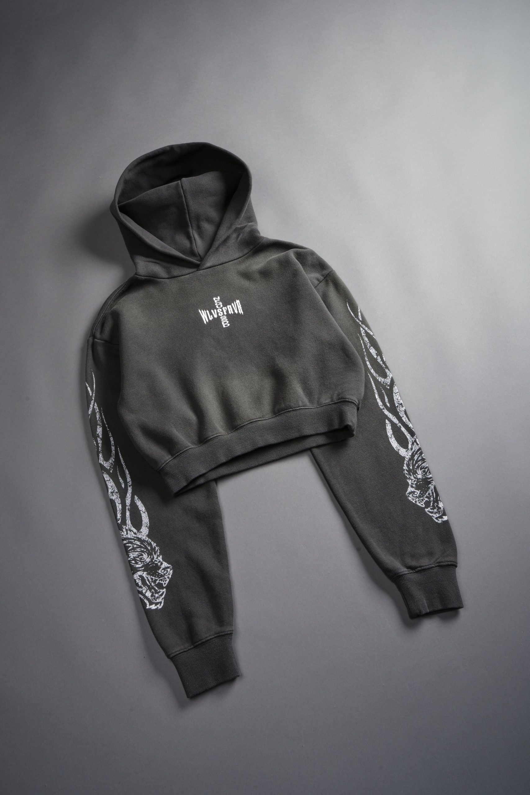Finite Flame Rose She Hoodie in Wolf Gray Drift Wash - Image 5