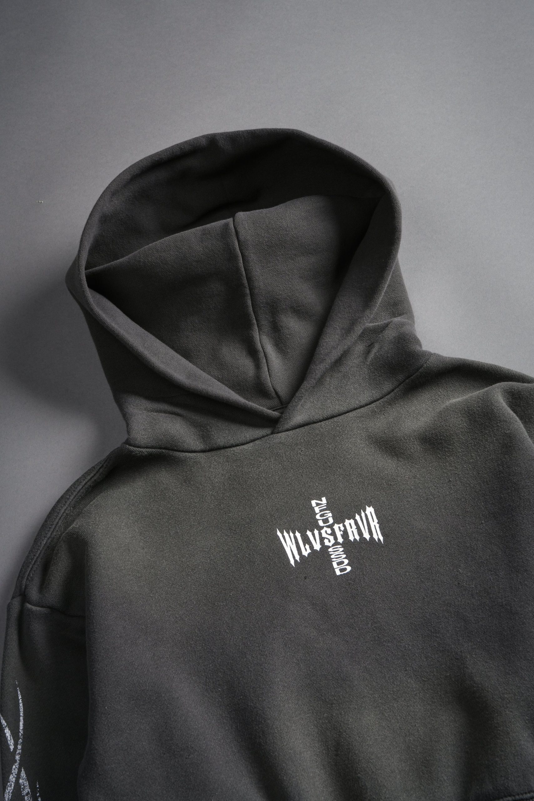 Finite Flame Rose She Hoodie in Wolf Gray Drift Wash - Image 6