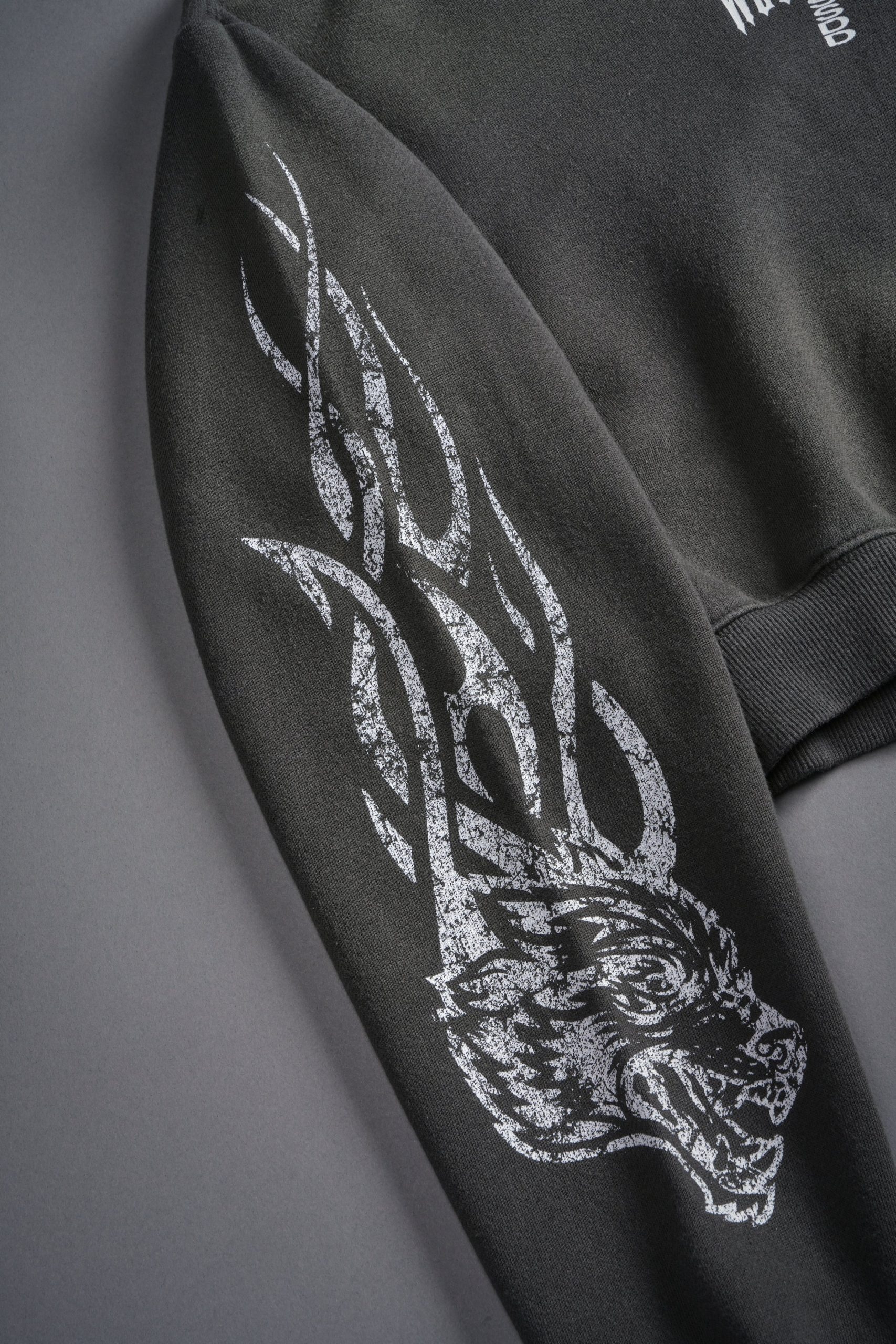 Finite Flame Rose She Hoodie in Wolf Gray Drift Wash - Image 8