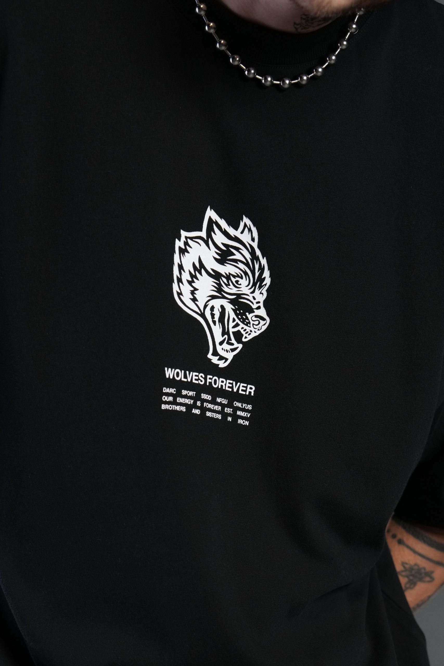 Wolves Have Your Back Premium Oversized Tee in Black - Image 7