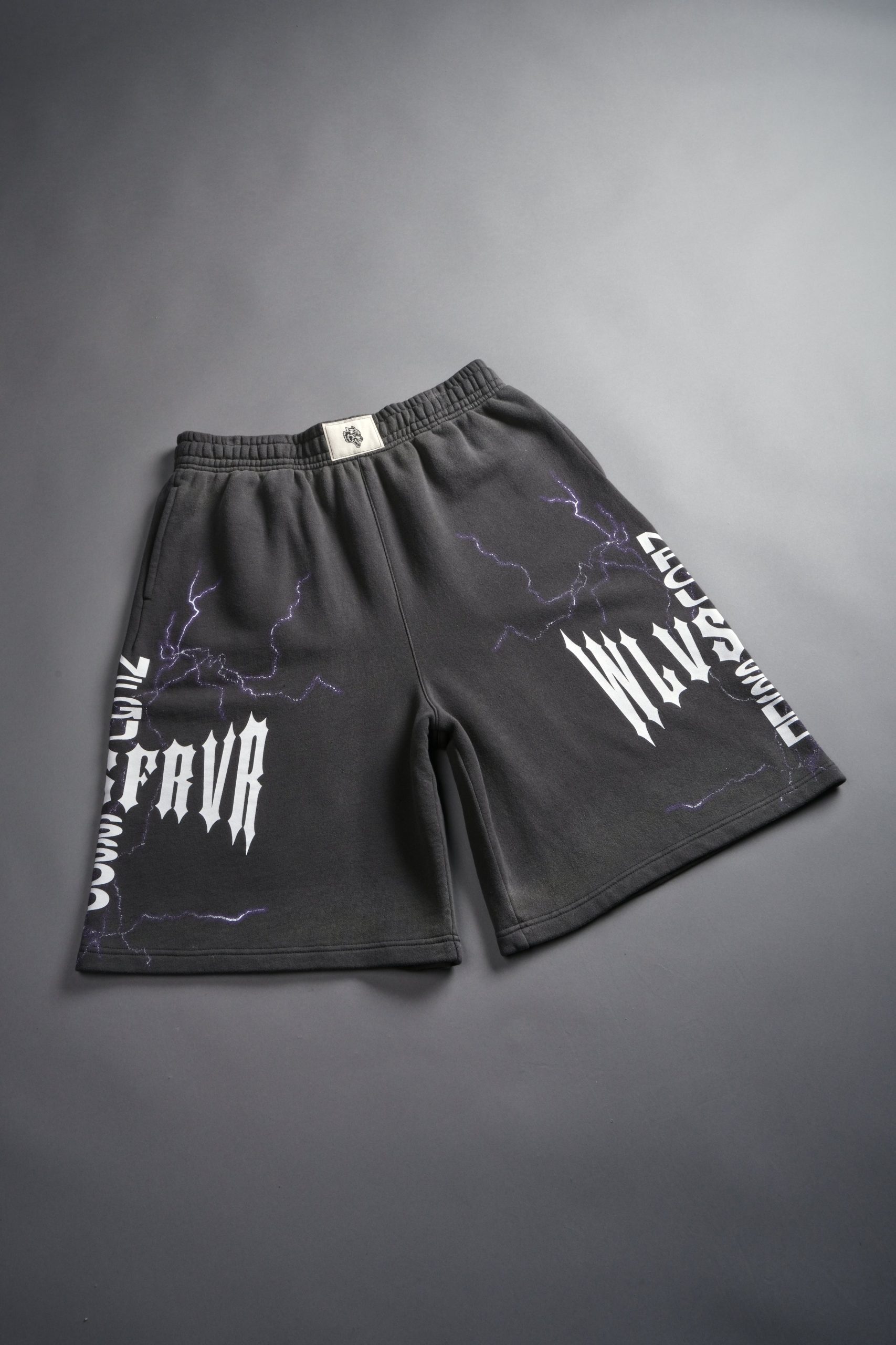 Iron Code Oversized Osiris Sweat Shorts in Wolf Gray Drift Wash - Image 6