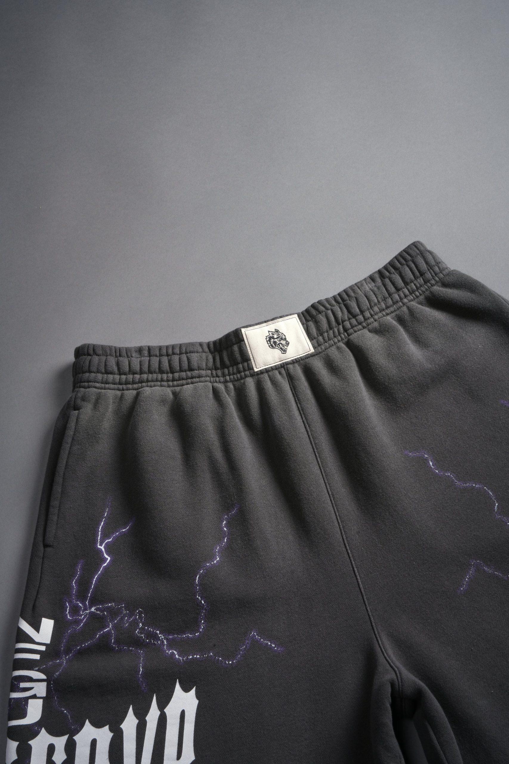 Iron Code Oversized Osiris Sweat Shorts in Wolf Gray Drift Wash - Image 7