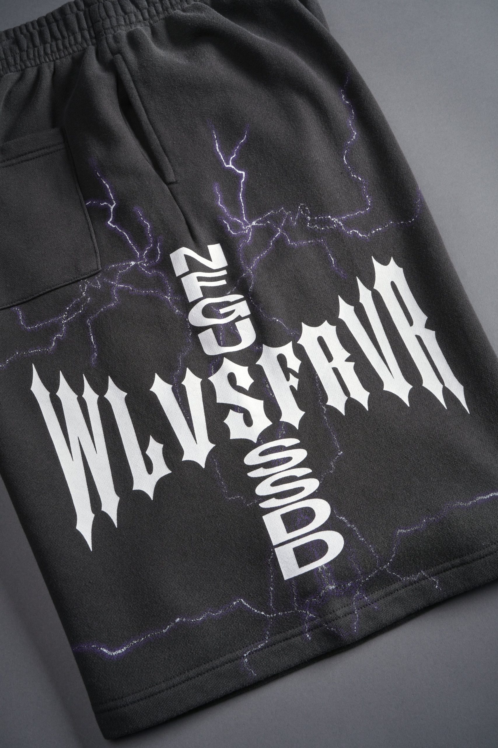 Iron Code Oversized Osiris Sweat Shorts in Wolf Gray Drift Wash - Image 8