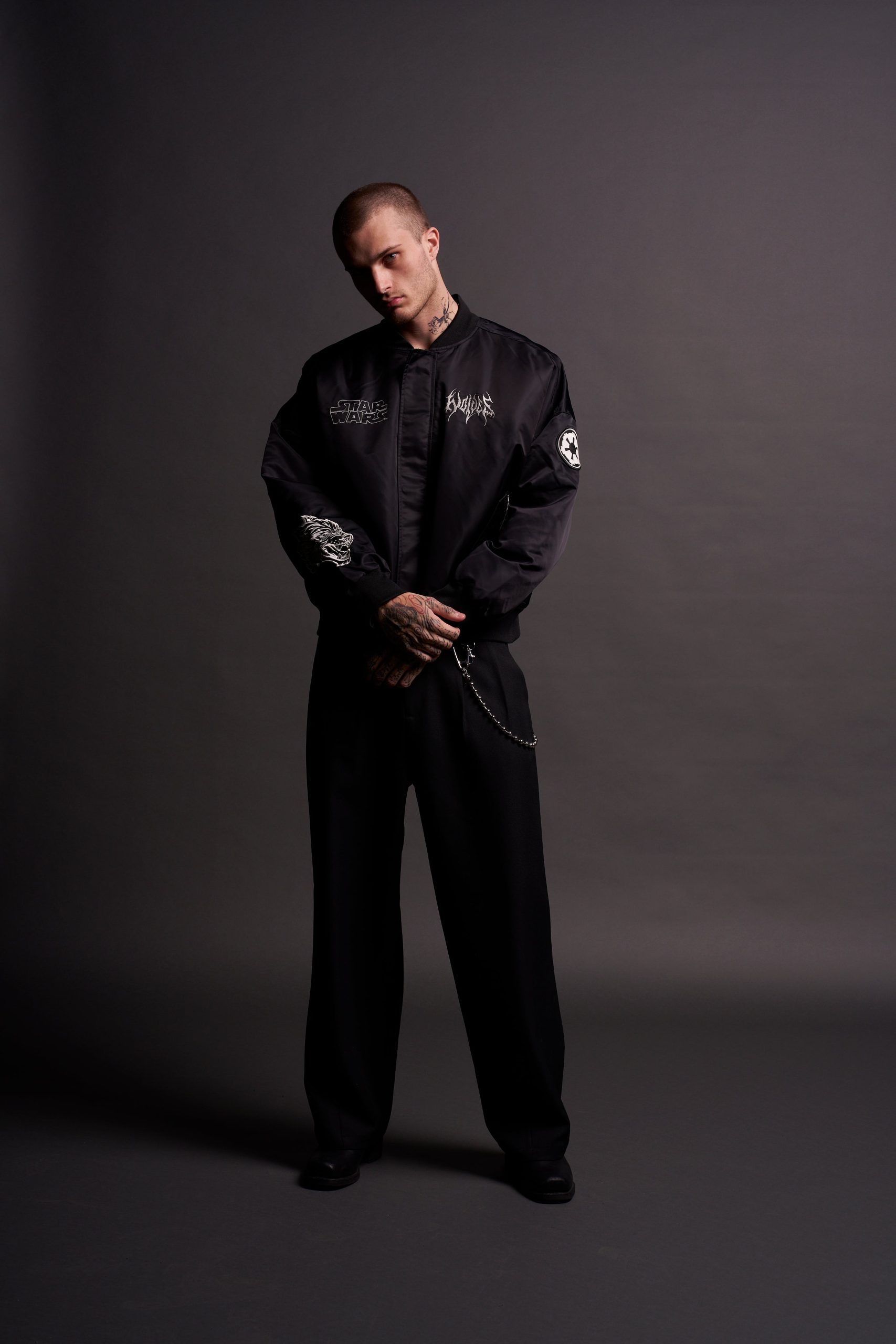 Fear Is My Ally Vicious Nylon Bomber Jacket in Black - Image 6