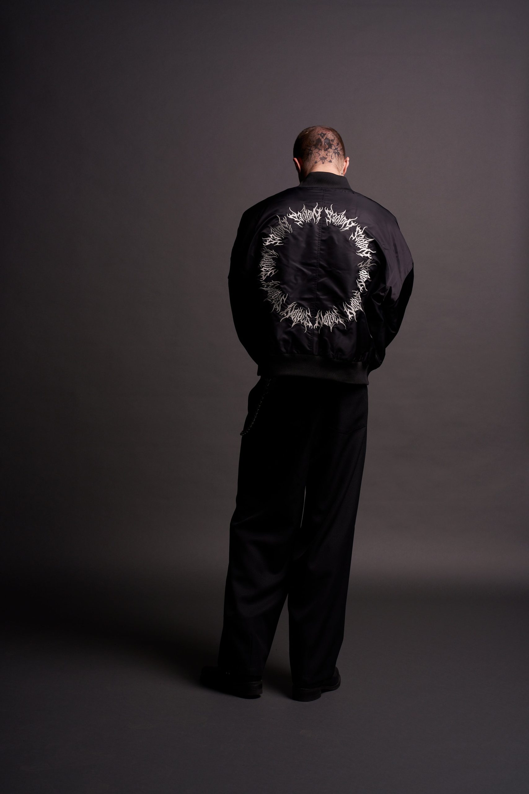 Fear Is My Ally Vicious Nylon Bomber Jacket in Black - Image 4