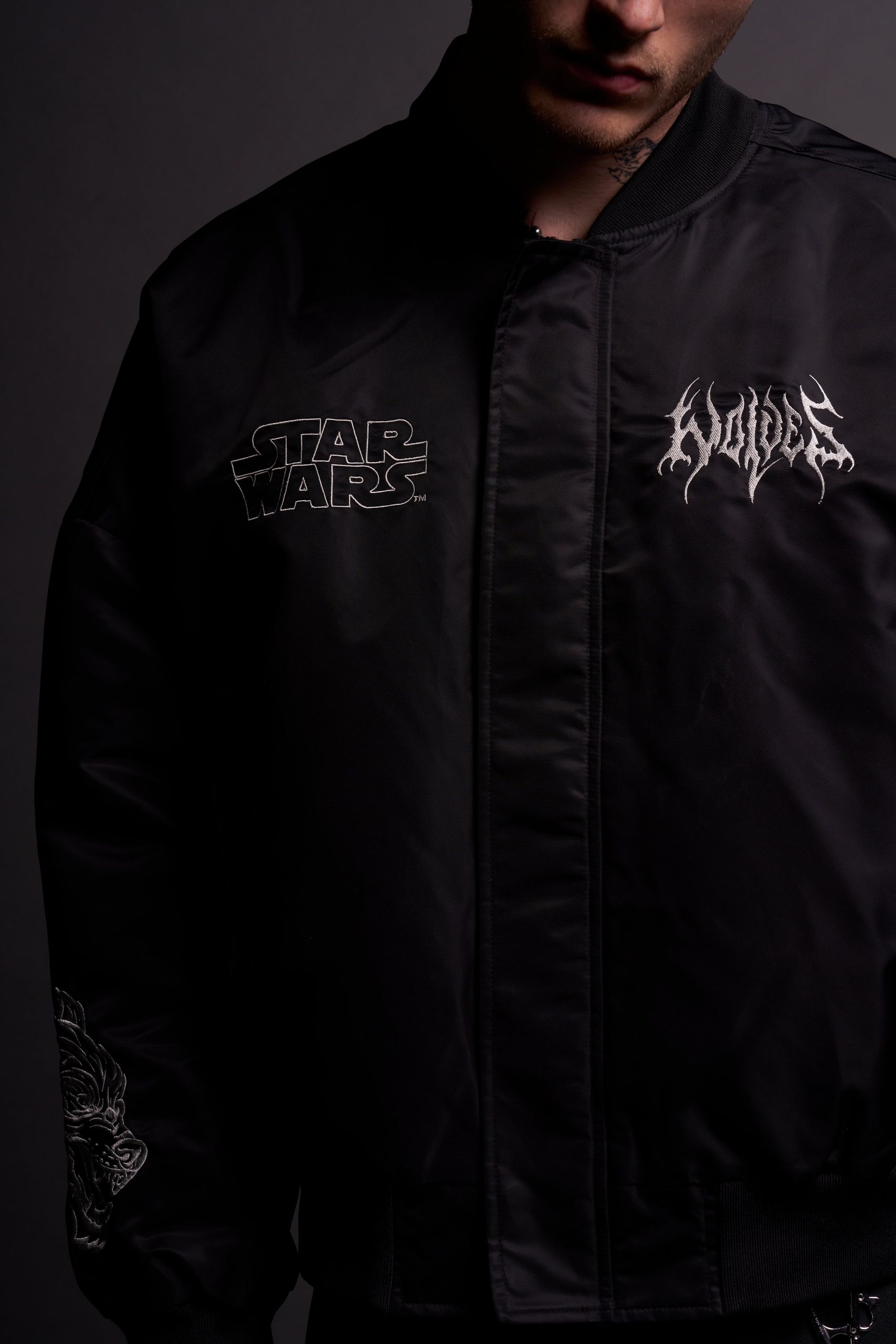 Fear Is My Ally Vicious Nylon Bomber Jacket in Black - Image 8