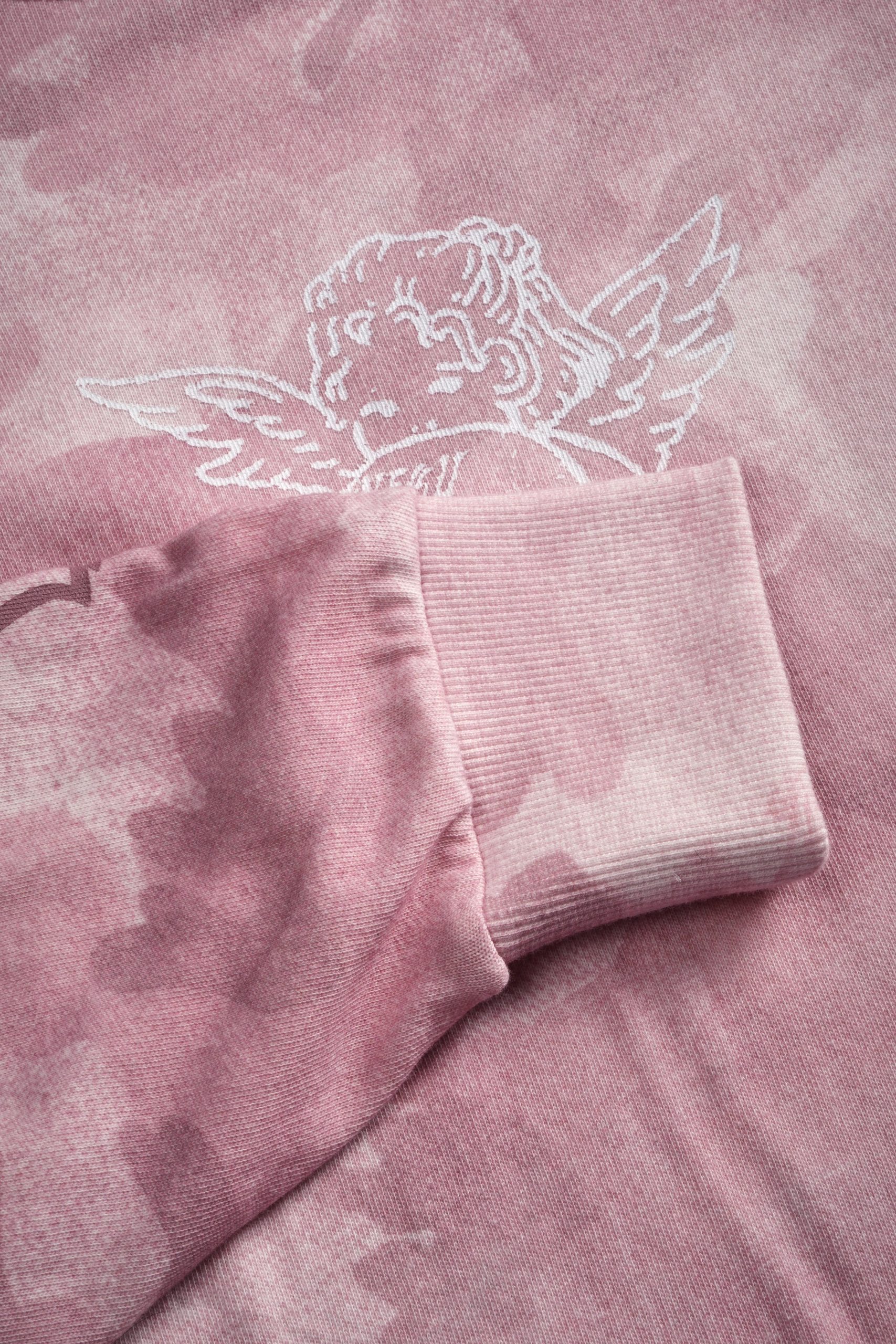 Cherub and the Skull Premium Oversized Cropped L/S Tee in Blush Vintage Woodland Camo - Image 12