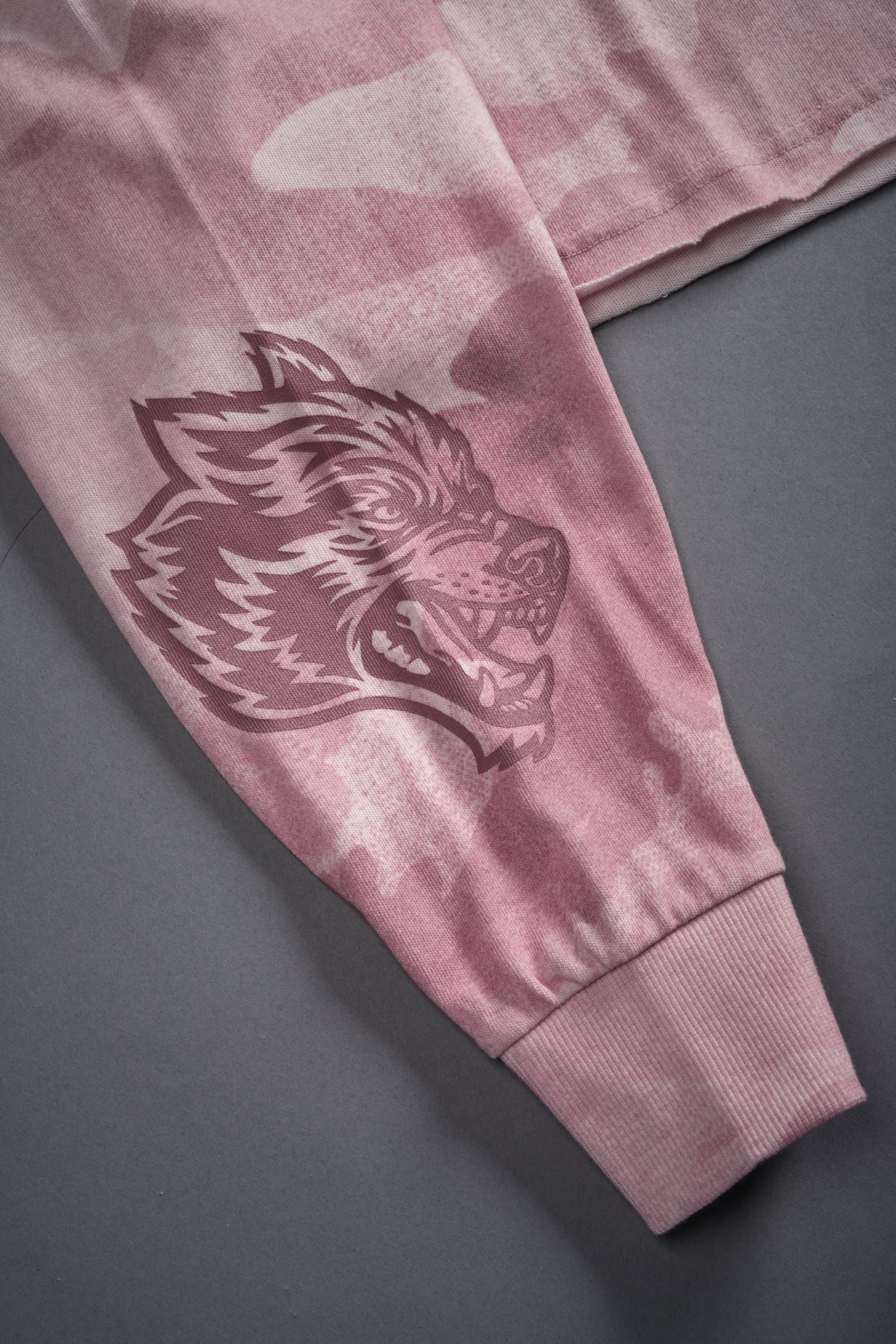 Cherub and the Skull Premium Oversized Cropped L/S Tee in Blush Vintage Woodland Camo - Image 13