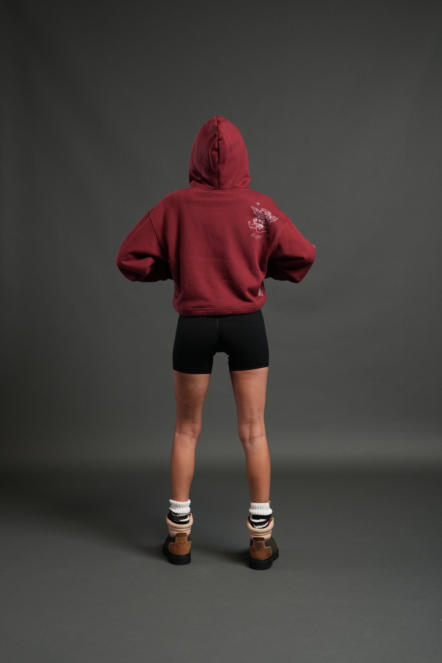 Fallen Cherub Dempsey (Cropped) Hoodie in Cherry Red - Image 4