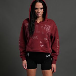 Fallen Cherub Dempsey (Cropped) Hoodie in Cherry Red