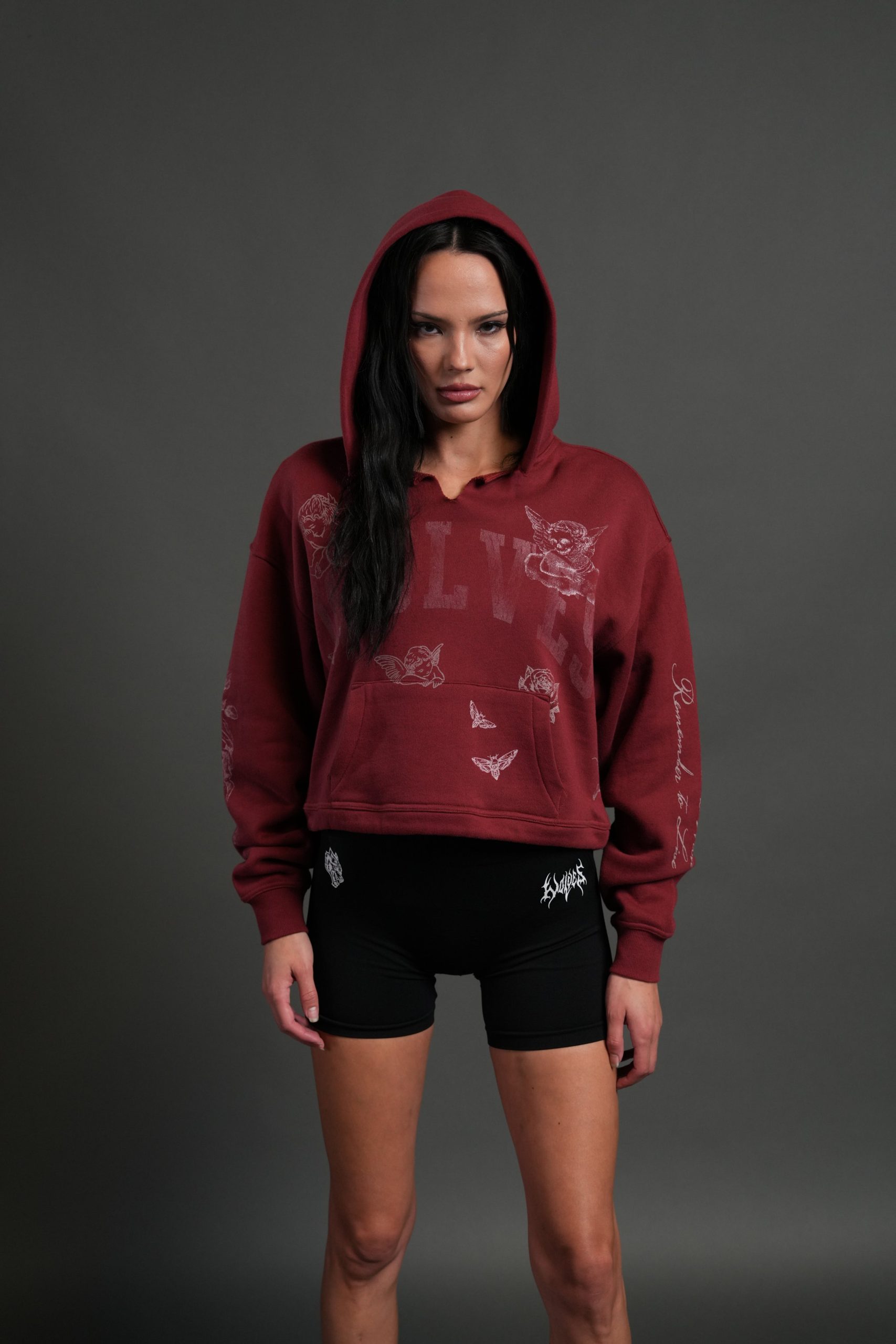 Fallen Cherub Dempsey (Cropped) Hoodie in Cherry Red