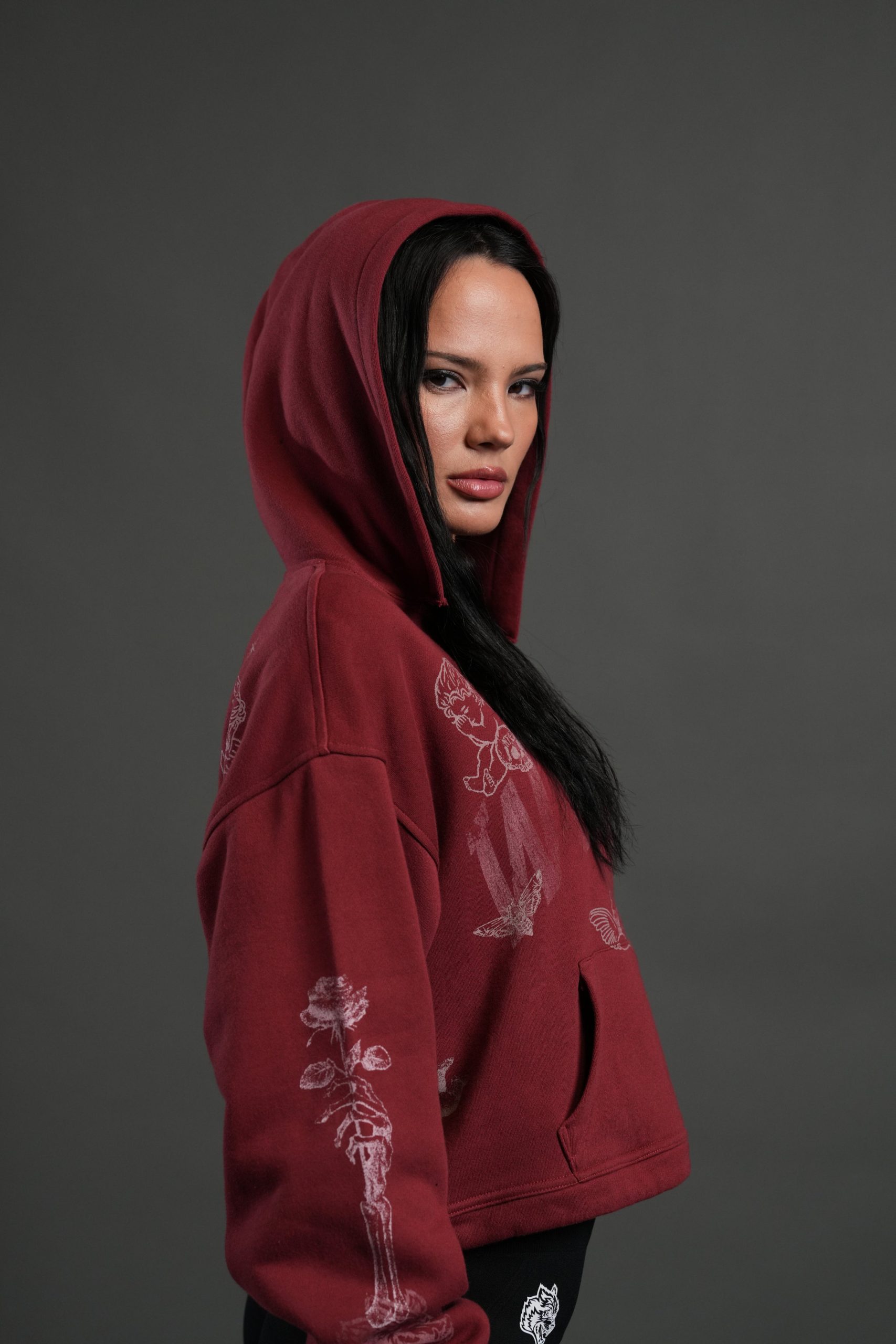 Fallen Cherub Dempsey (Cropped) Hoodie in Cherry Red - Image 7