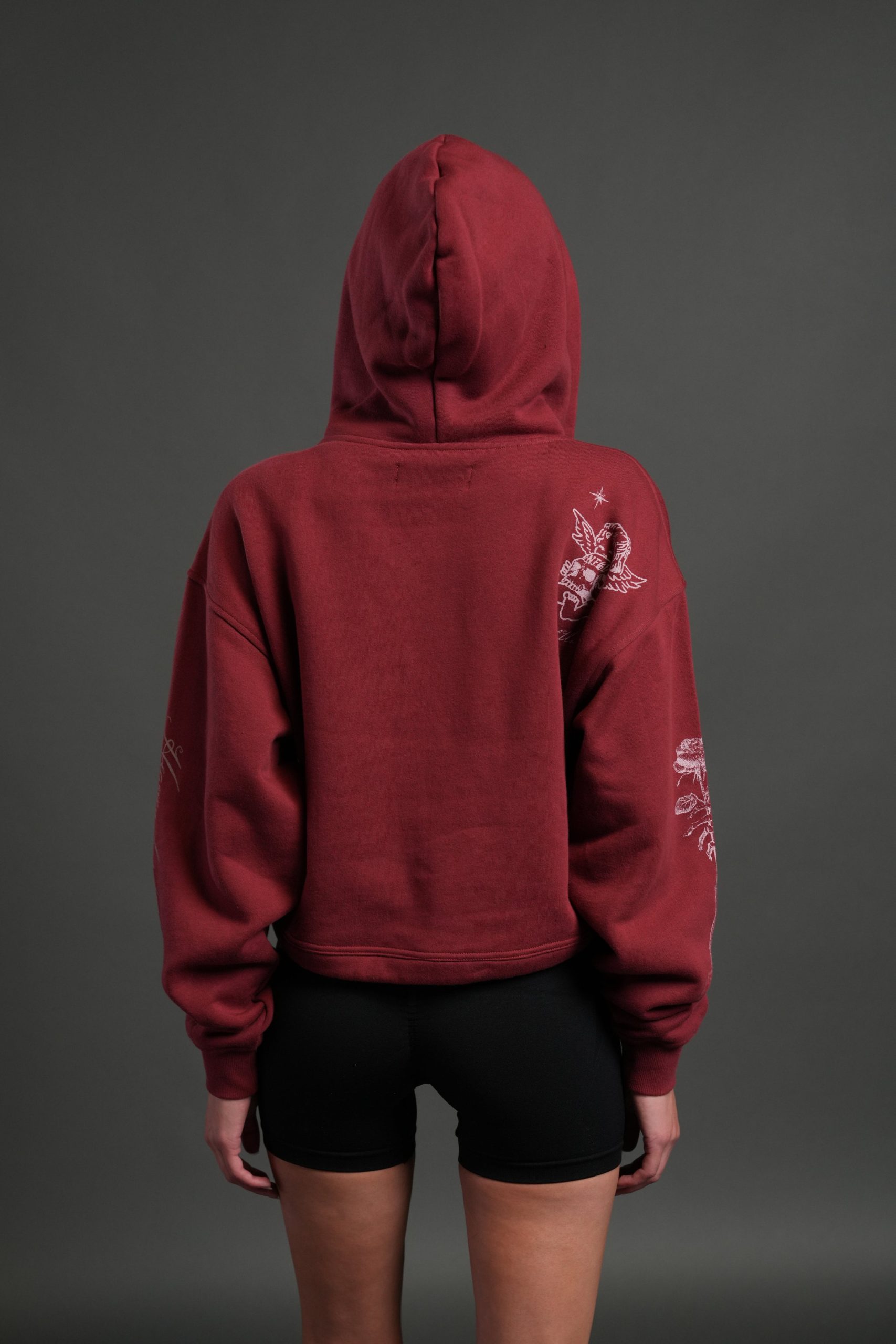 Fallen Cherub Dempsey (Cropped) Hoodie in Cherry Red - Image 2