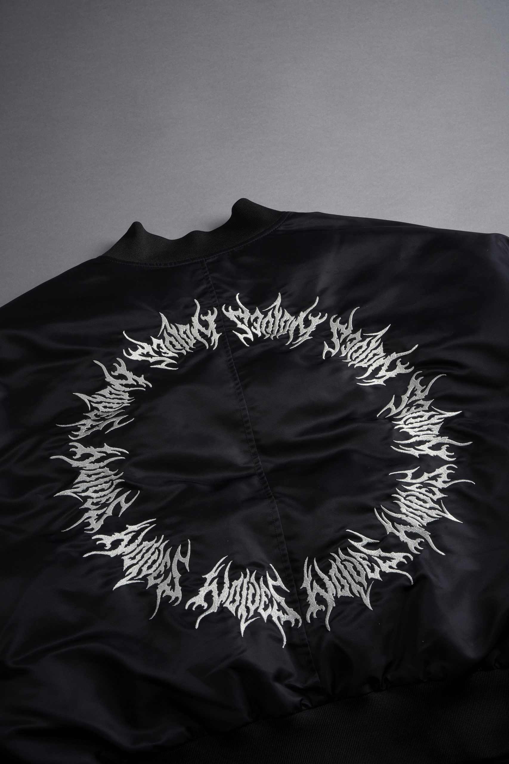 Fear Is My Ally Vicious Nylon Bomber Jacket in Black - Image 11
