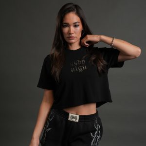 Crystal Code Premium Oversized (Cropped) Tee in Black