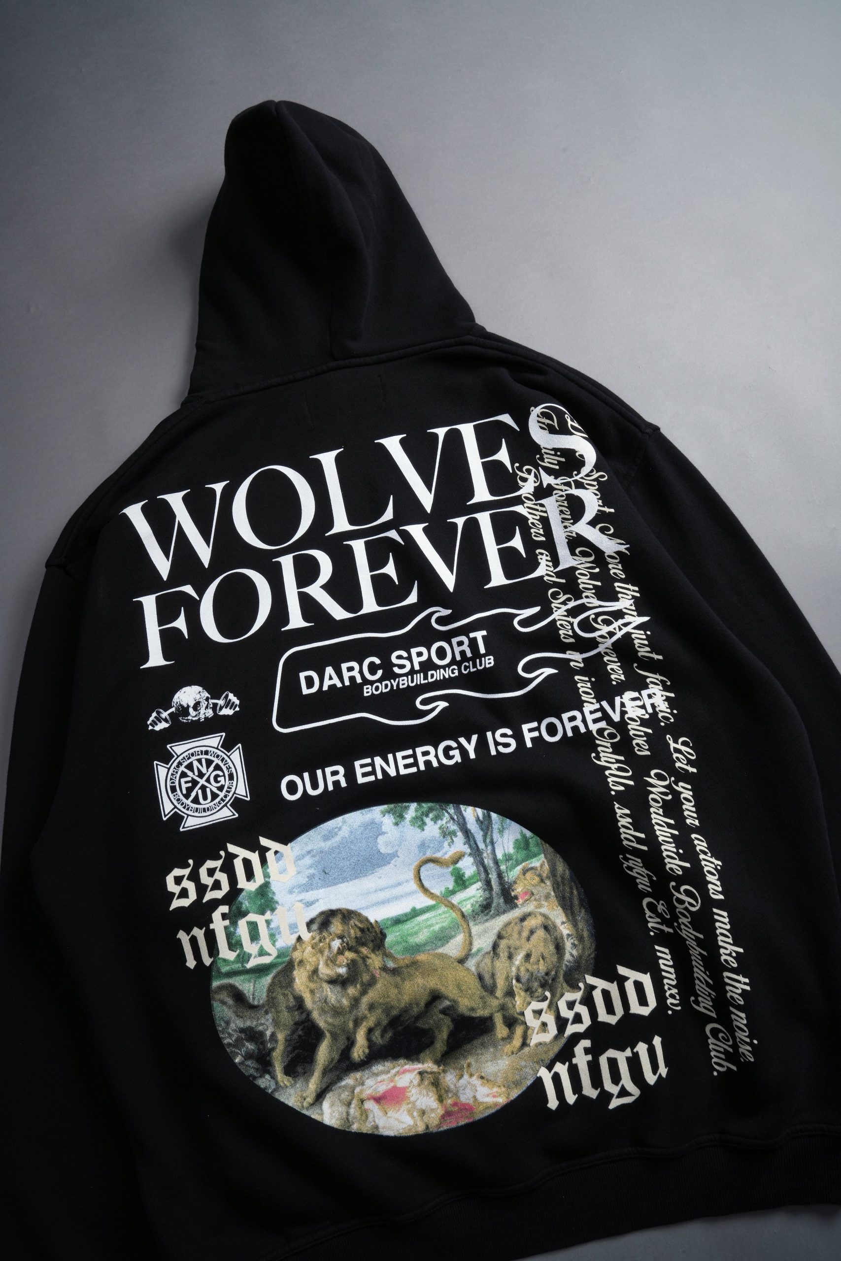 Three Wolves Pierce Hoodie in Black - Image 10