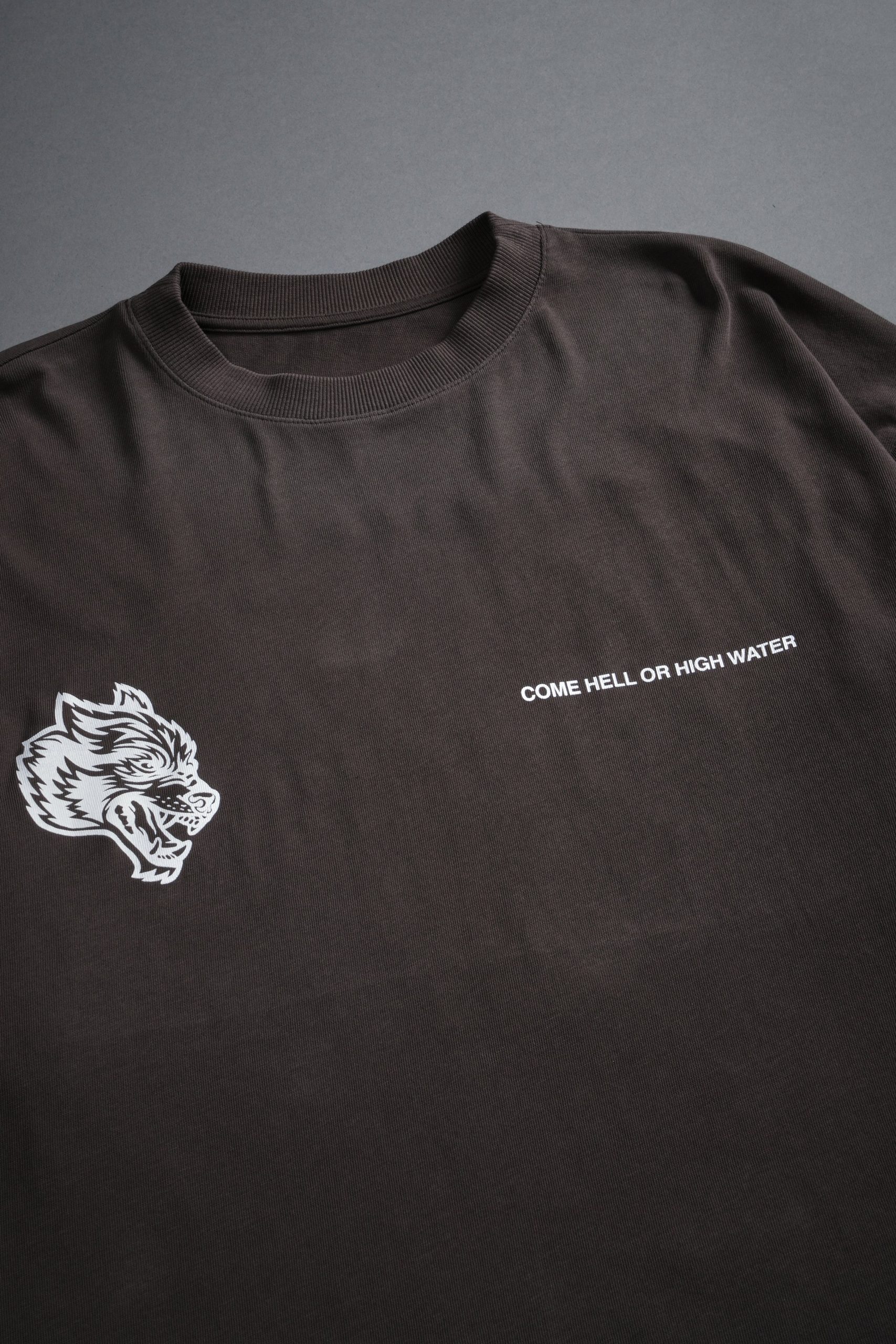 Come Hell Or High Water NFGU Premium Oversized Tee in Darc Brown Drift Wash - Image 9