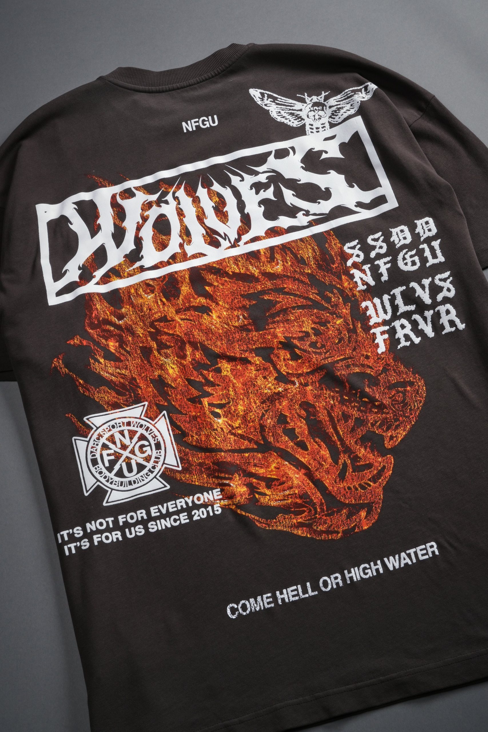 Come Hell Or High Water NFGU Premium Oversized Tee in Darc Brown Drift Wash - Image 10