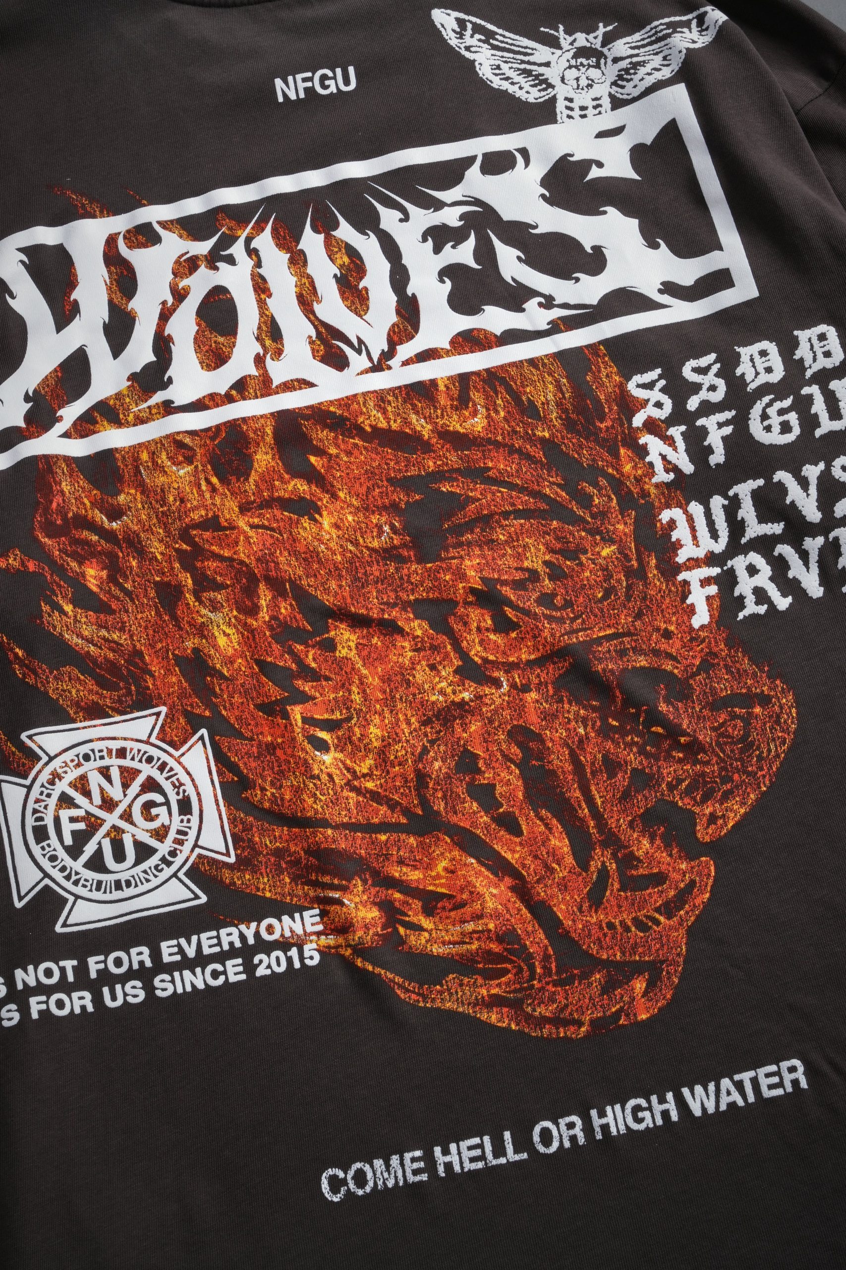 Come Hell Or High Water NFGU Premium Oversized Tee in Darc Brown Drift Wash - Image 11