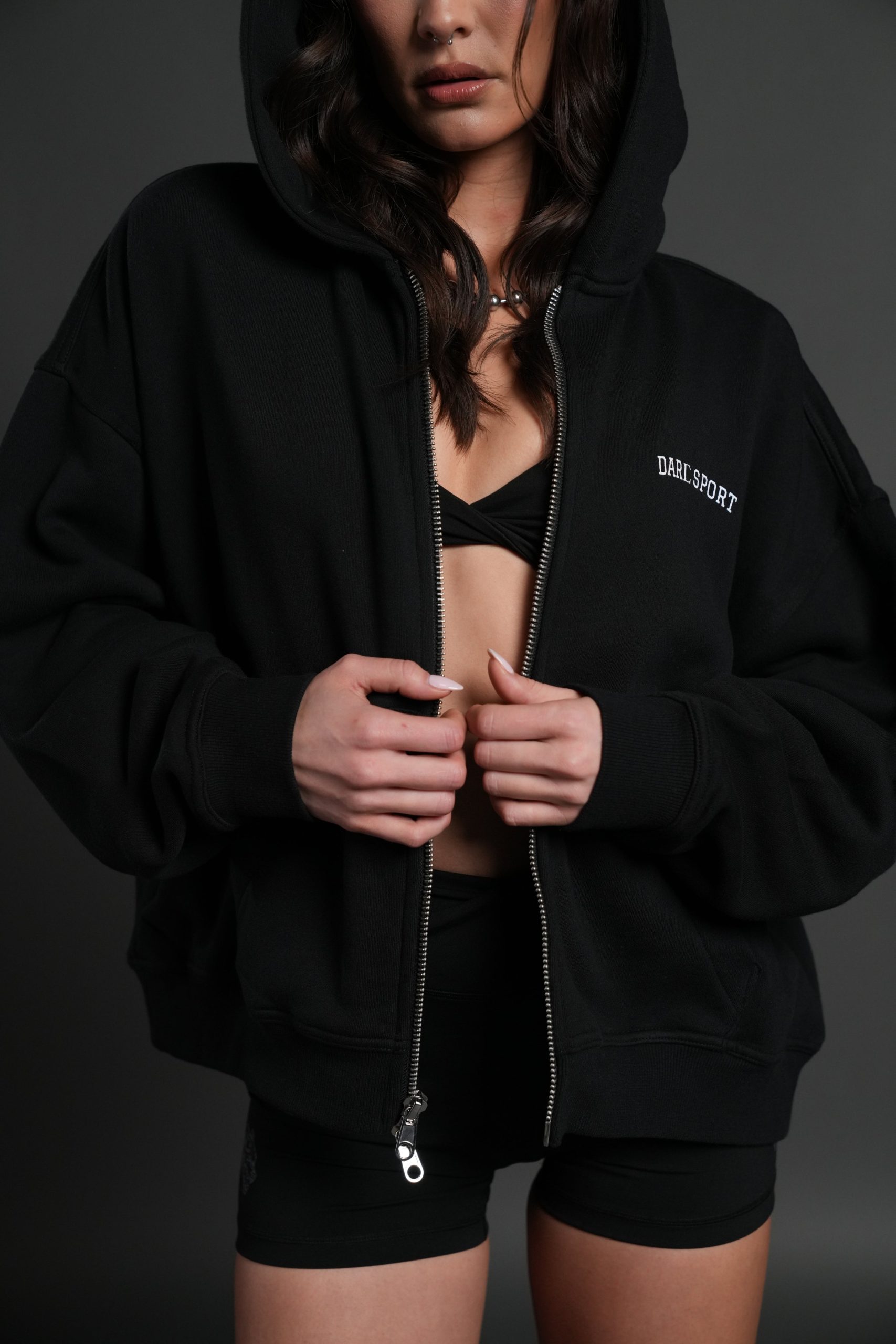 Inner Wolf Vex Double Zip Hoodie in Black - Image 16