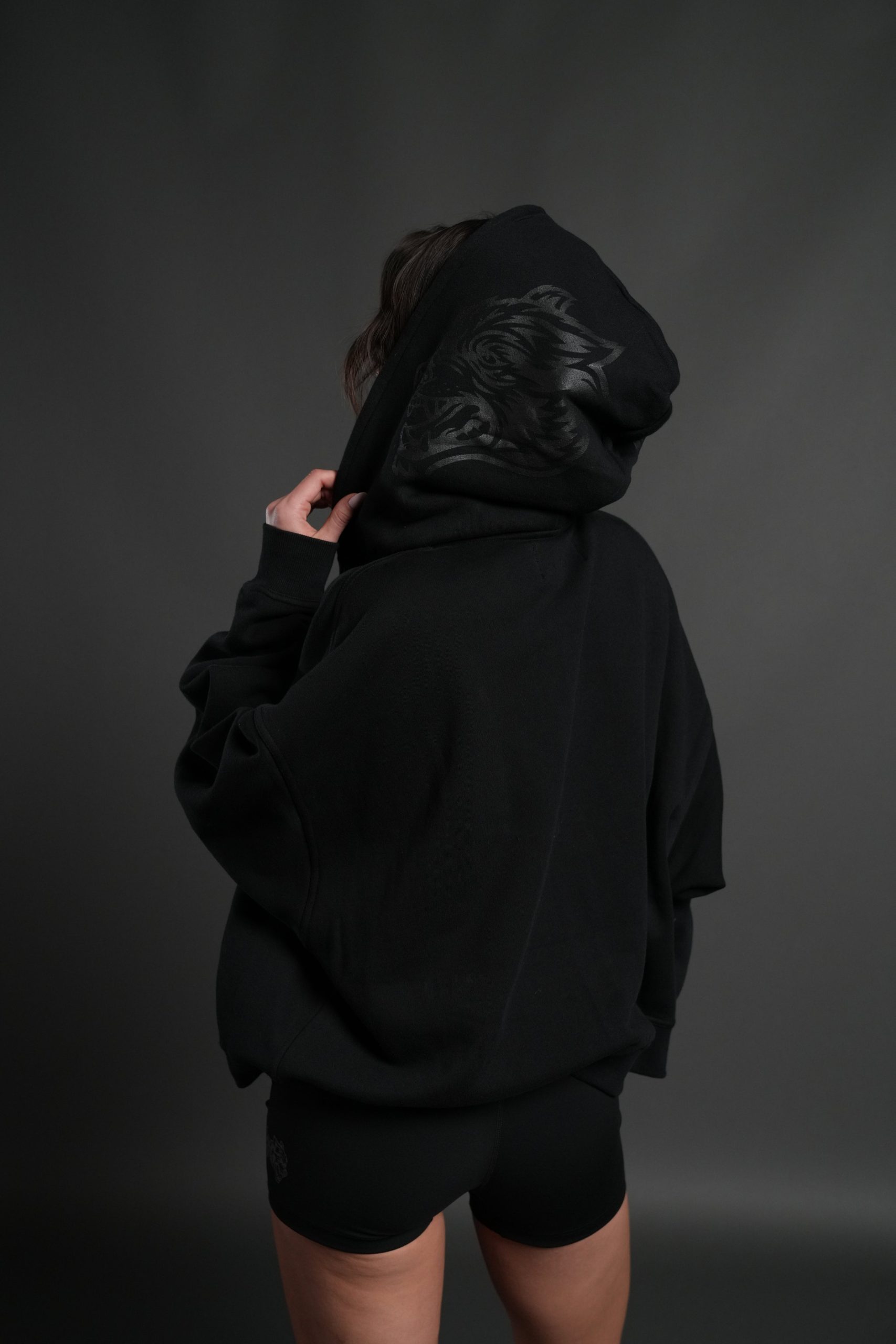 Inner Wolf Vex Double Zip Hoodie in Black - Image 6