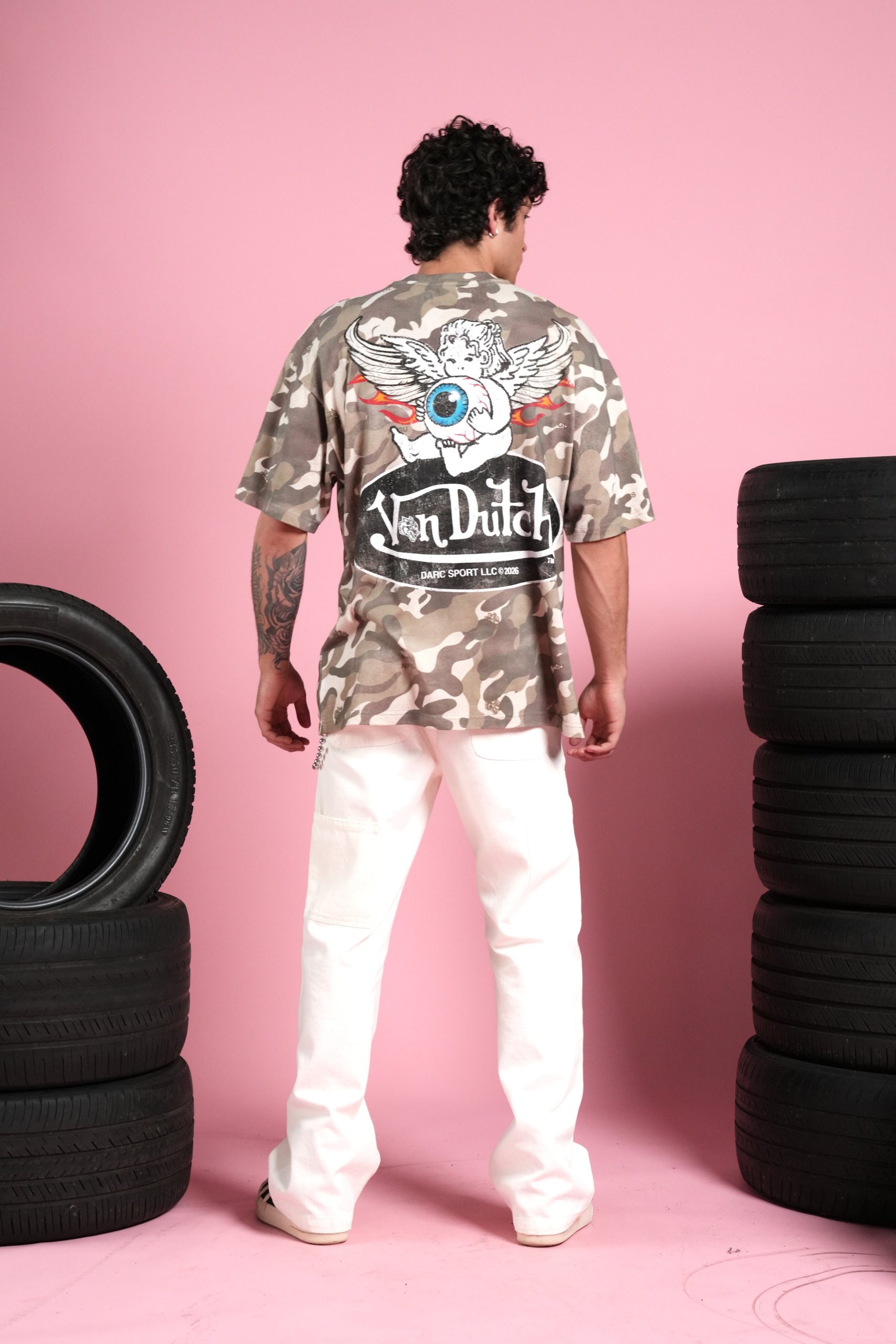 Von Wild V2 Premium Oversized Tee in Dsvd Green Camo - Image 6