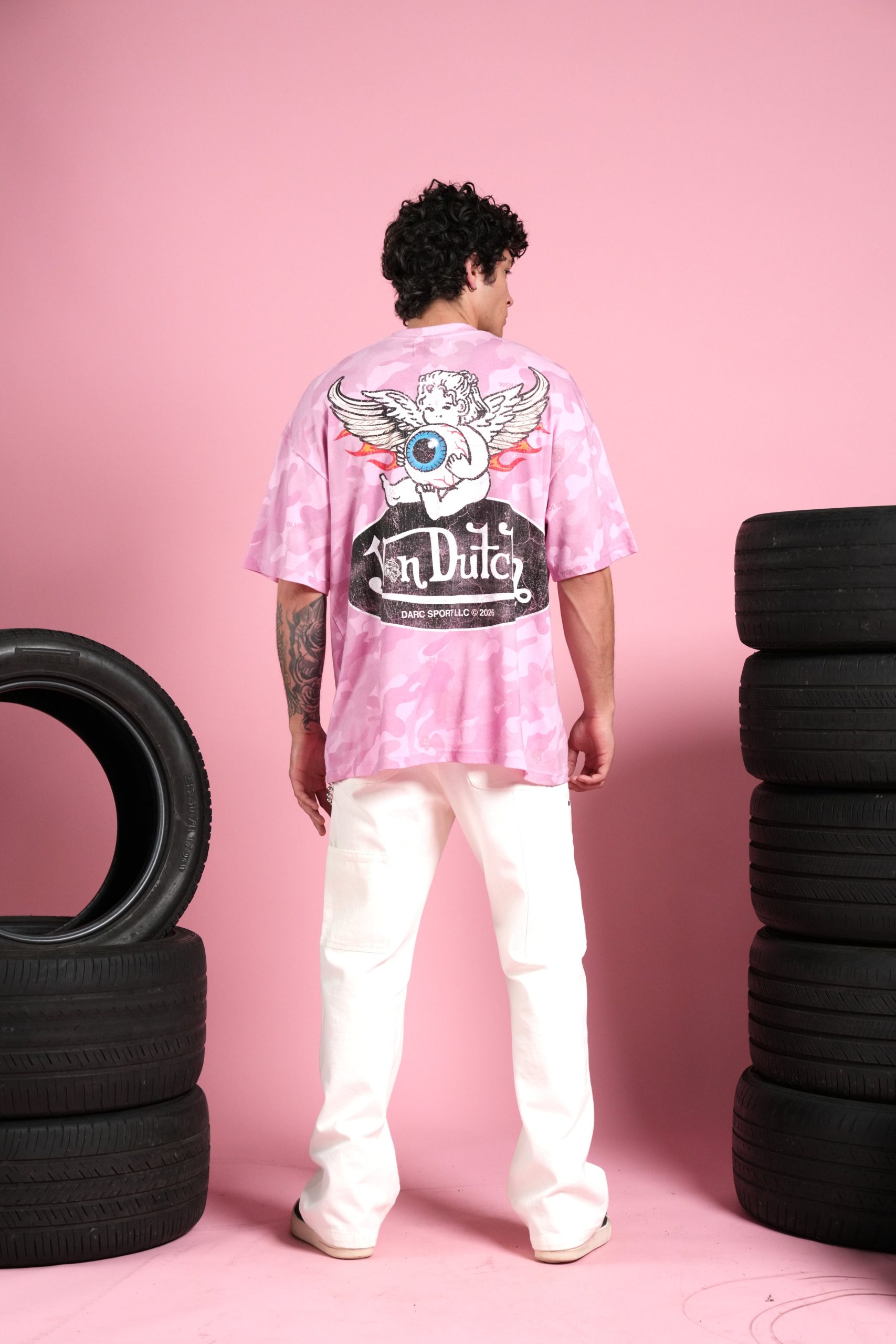 Von Wild V2 Premium Oversized Tee in Dsvd Bubblegum Camo - Image 6