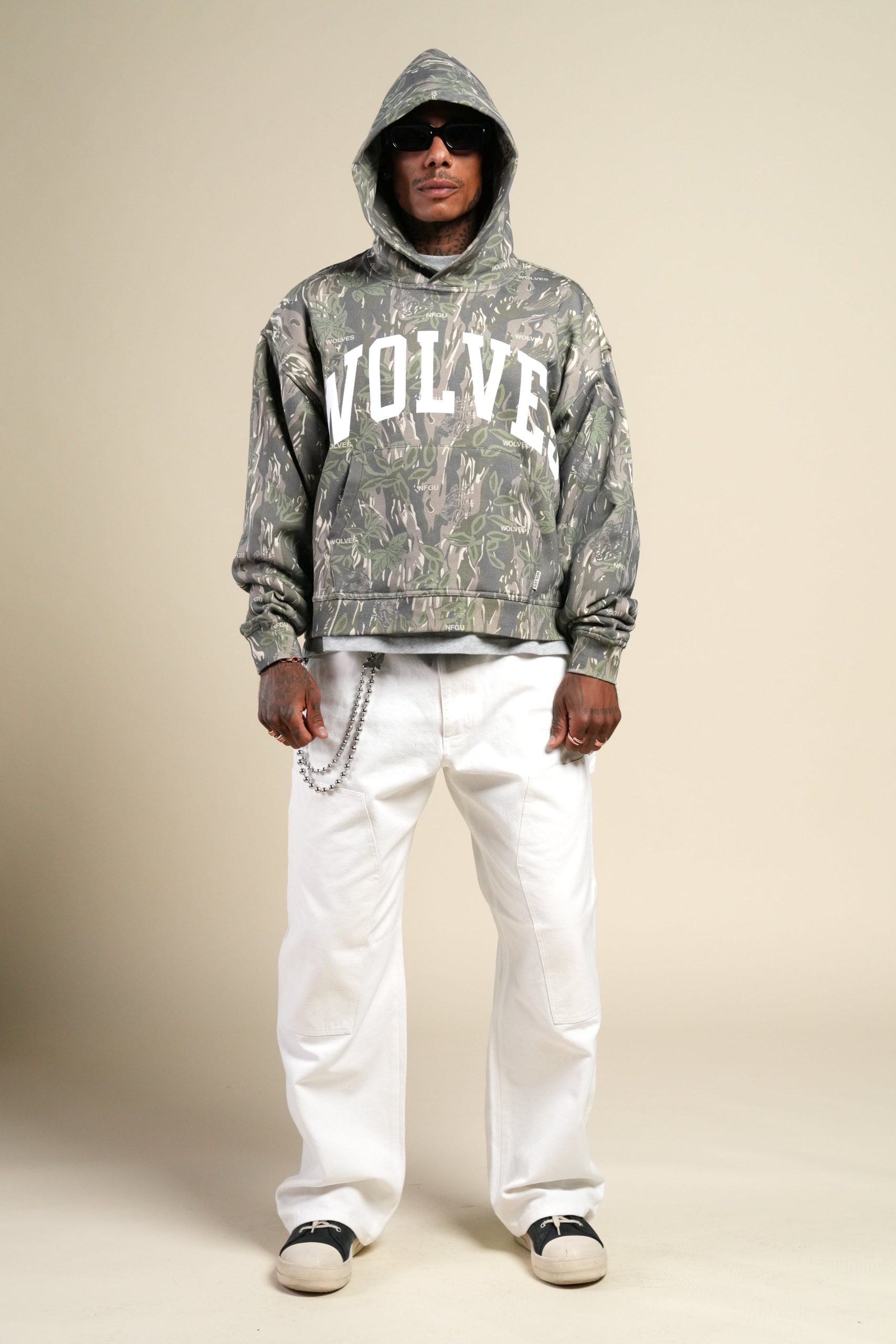 Only Loyalty Box Cut Pierce Hoodie in Norse Camo - Image 15