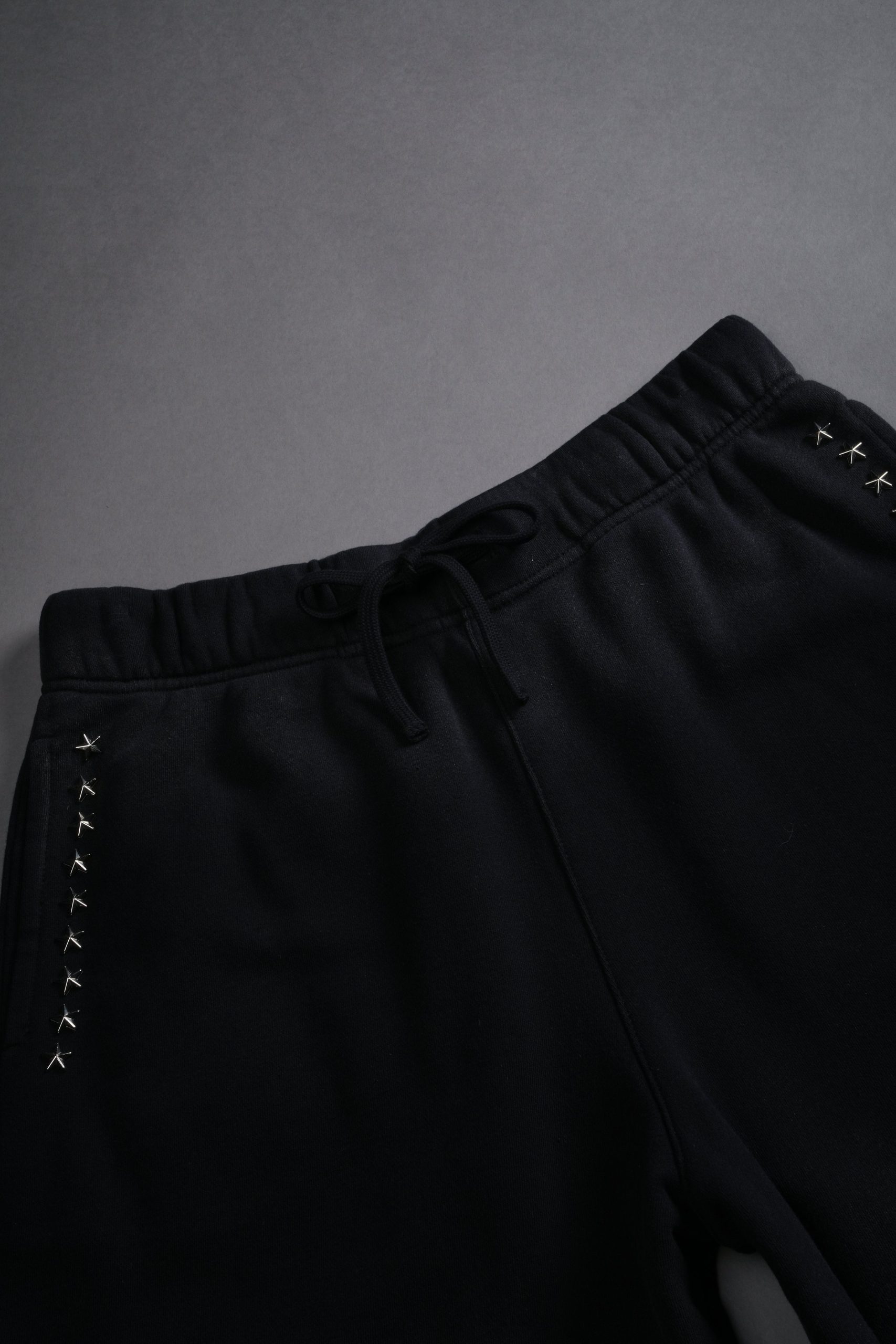 Studded Midnight Wolves Oversized Post Lounge Sweat Shorts in Black Drift Wash - Image 7