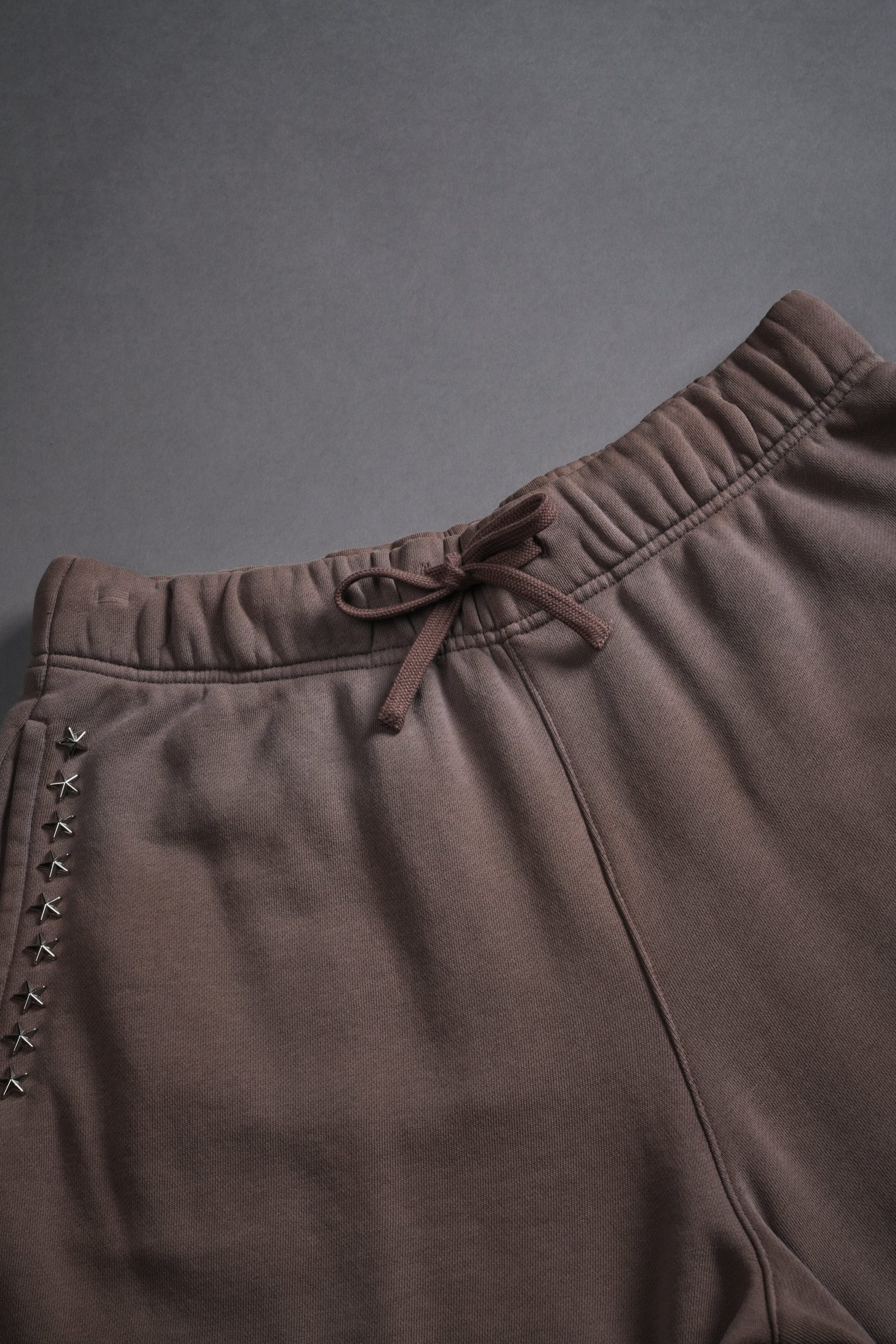 Studded Midnight Wolves Oversized Post Lounge Sweat Shorts in Mojave Brown Drift Wash - Image 7