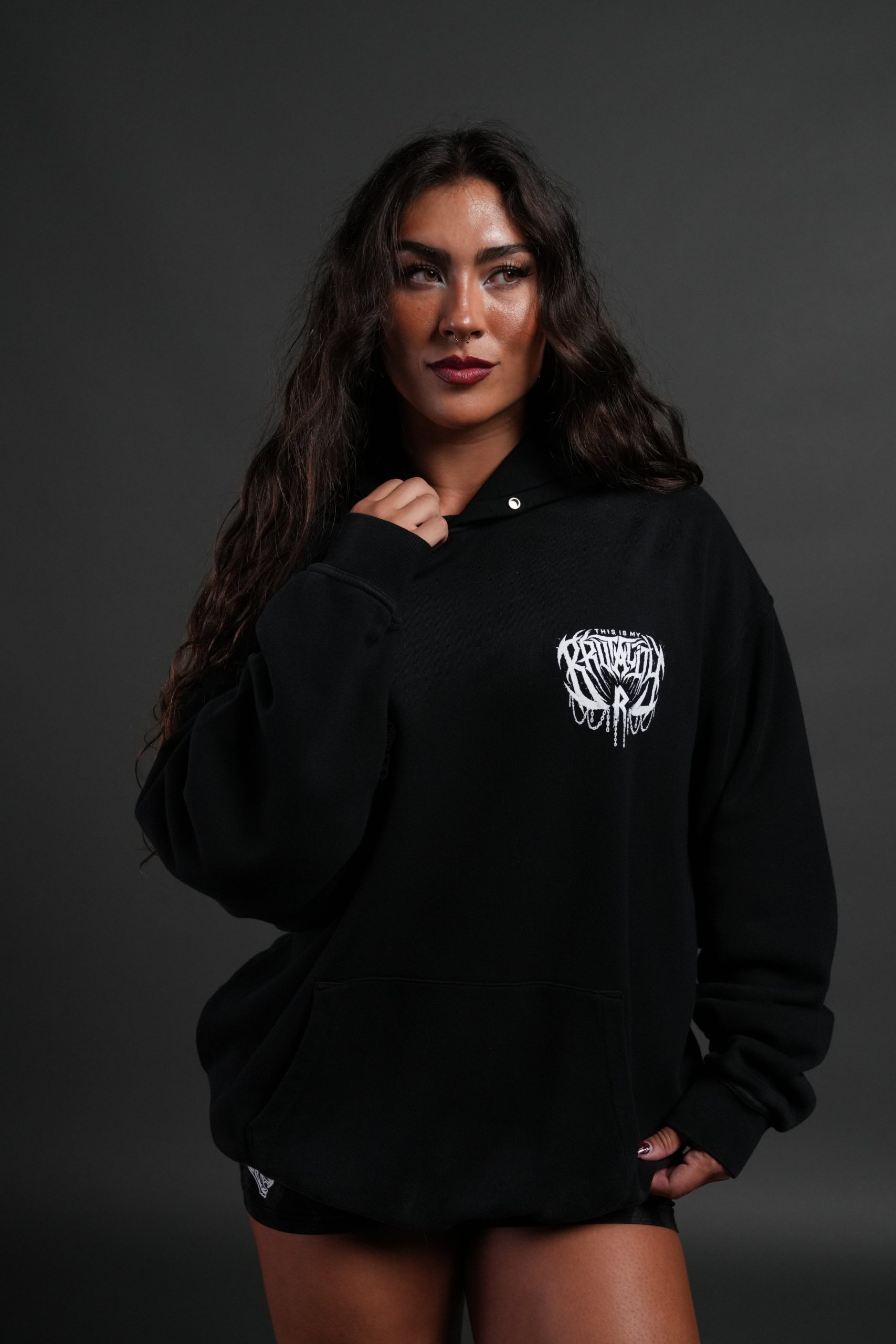 Brutality NFGU Unisex Pierce Hoodie in Black Drift Wash - Image 2