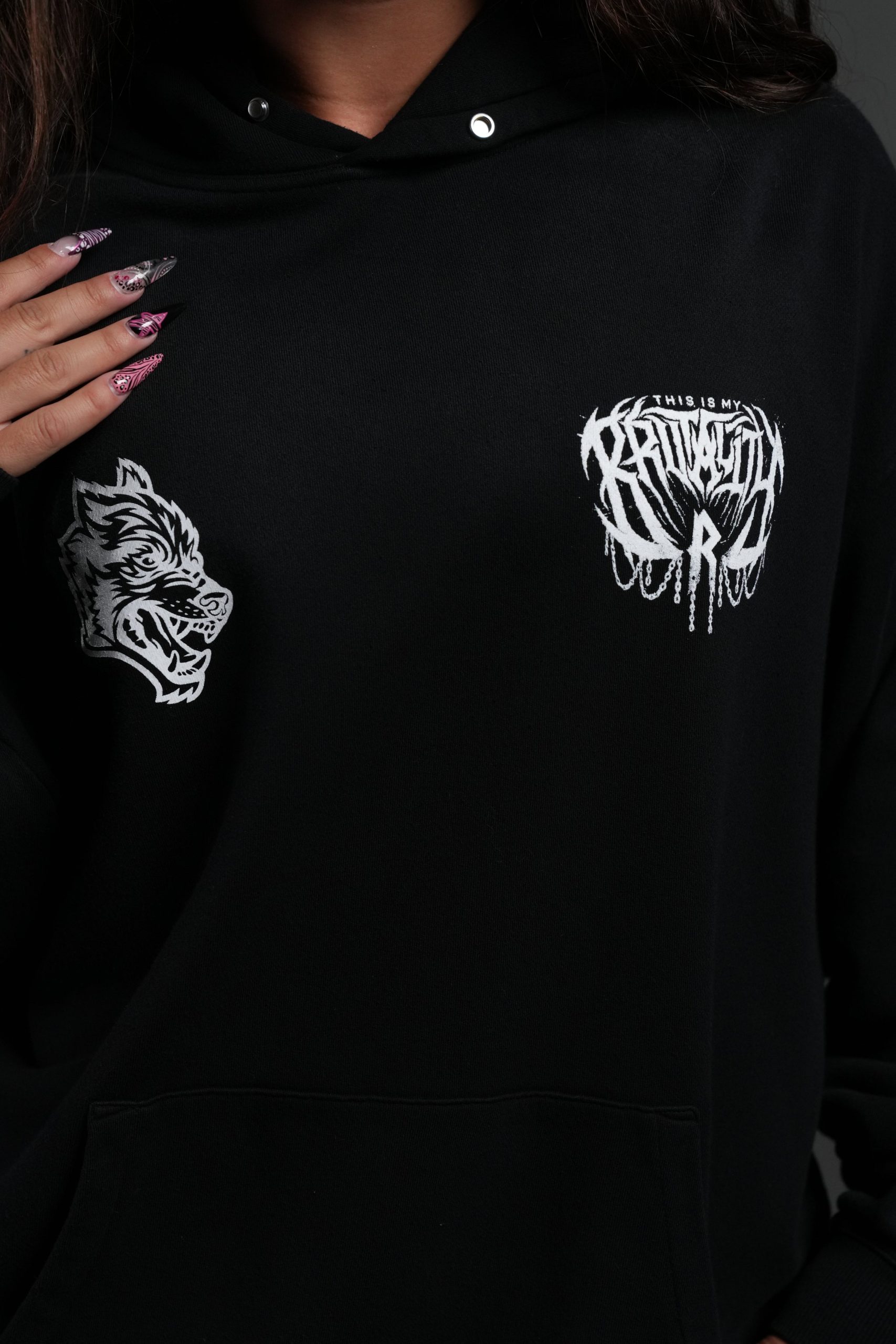 Brutality NFGU Unisex Pierce Hoodie in Black Drift Wash - Image 7