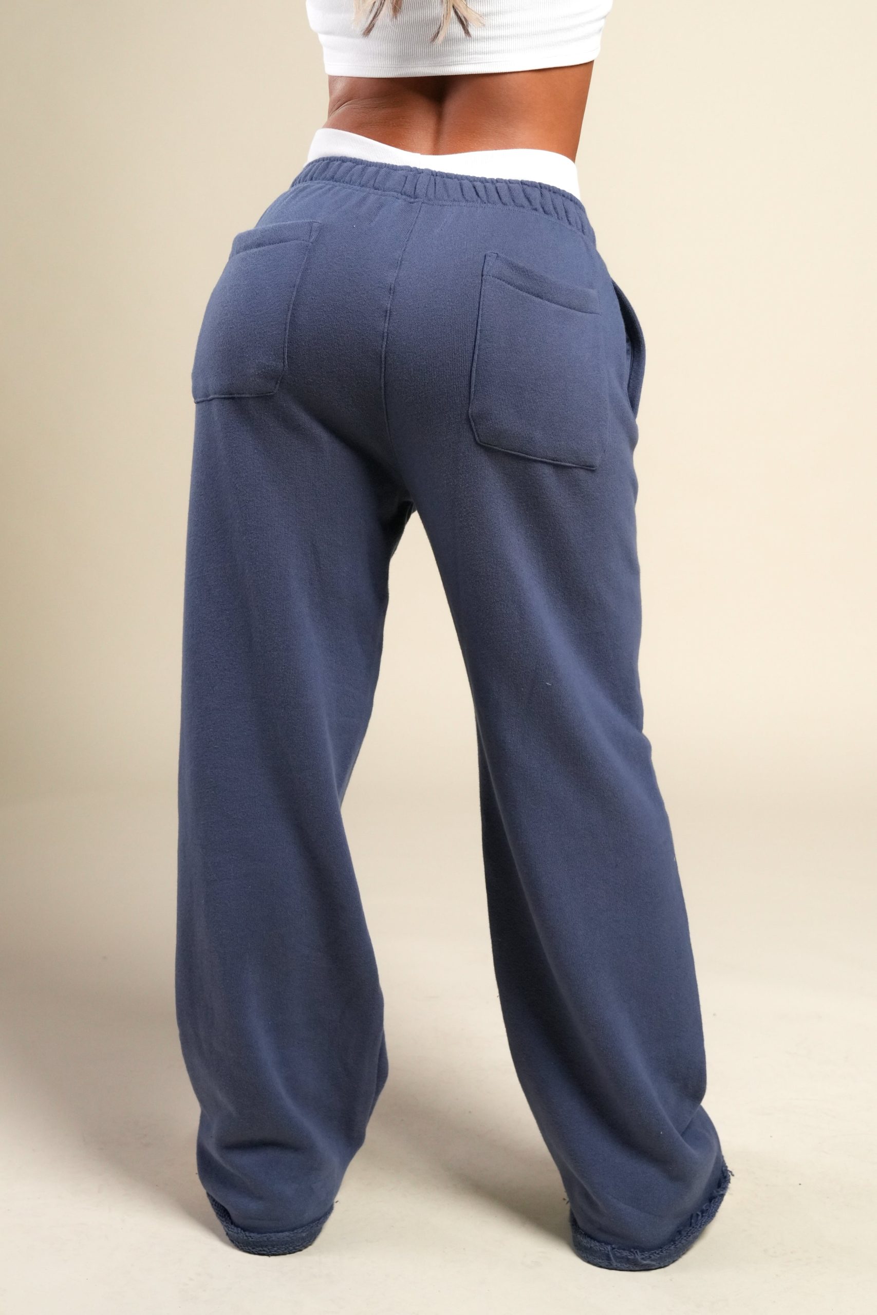 Cursive Wolves Premium Big Cozy Sweats in Washed Denim - Image 4