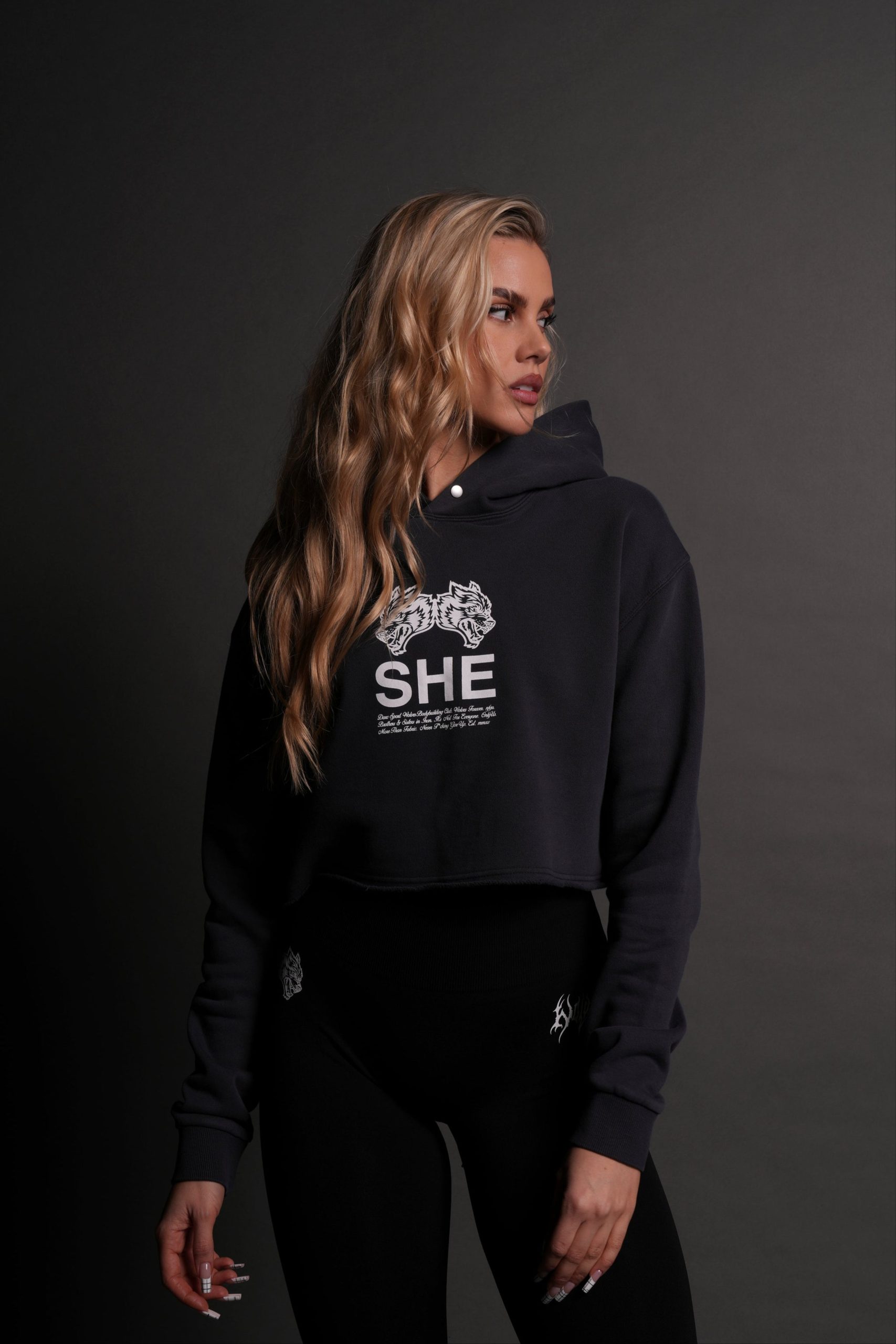 Gritty Pierce (Cropped) Hoodie in Midnight Blue