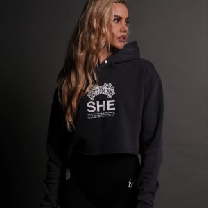 Gritty Pierce (Cropped) Hoodie in Midnight Blue
