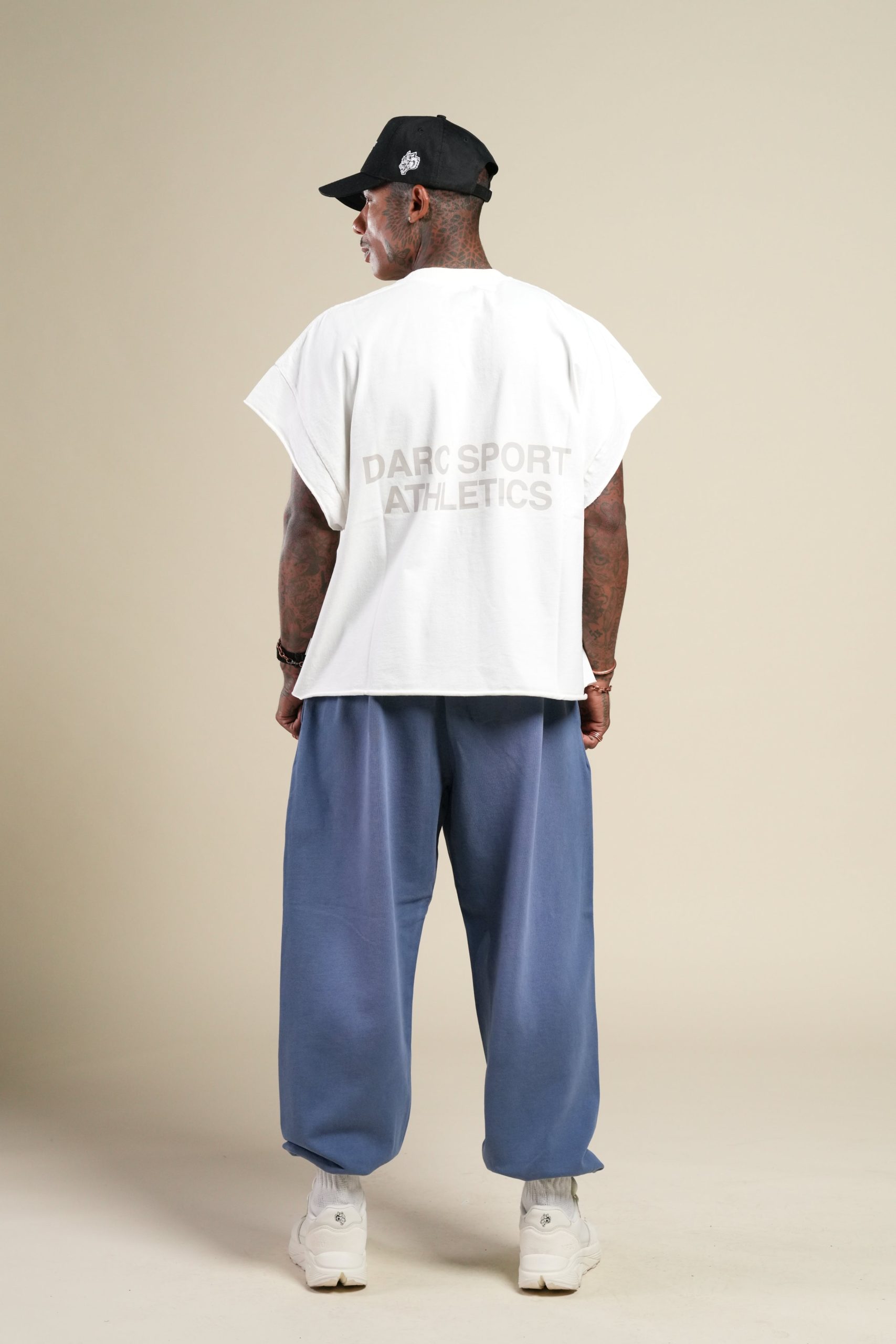 Darc Sport Athletics Grunge Cut-Off Tee in Cream - Image 7