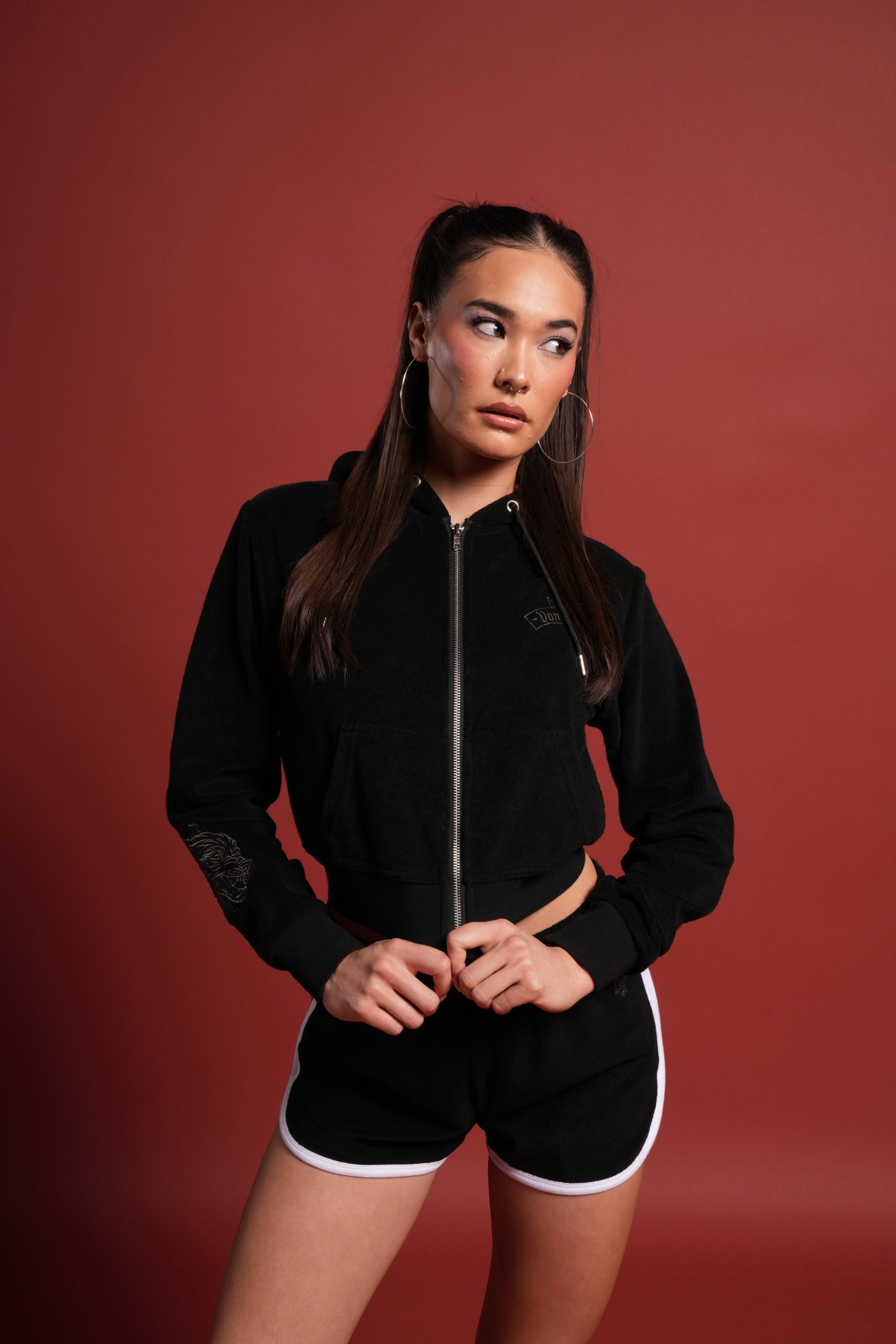 Dual Wolf Tia Track Shorts in Black - Image 8