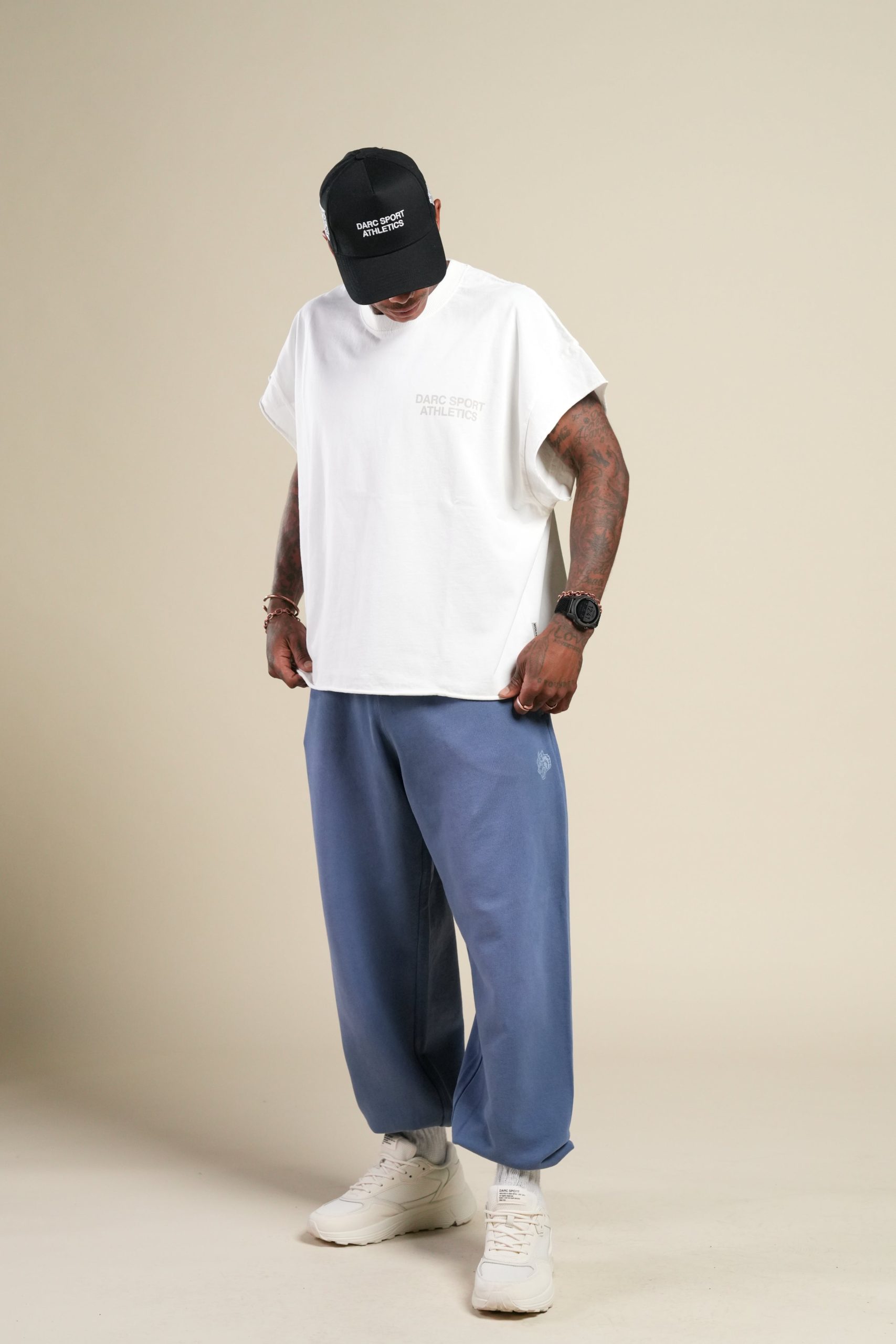 Darc Sport Athletics Grunge Cut-Off Tee in Cream - Image 6