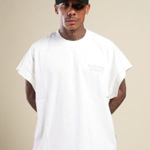 Darc Sport Athletics Grunge Cut-Off Tee in Cream