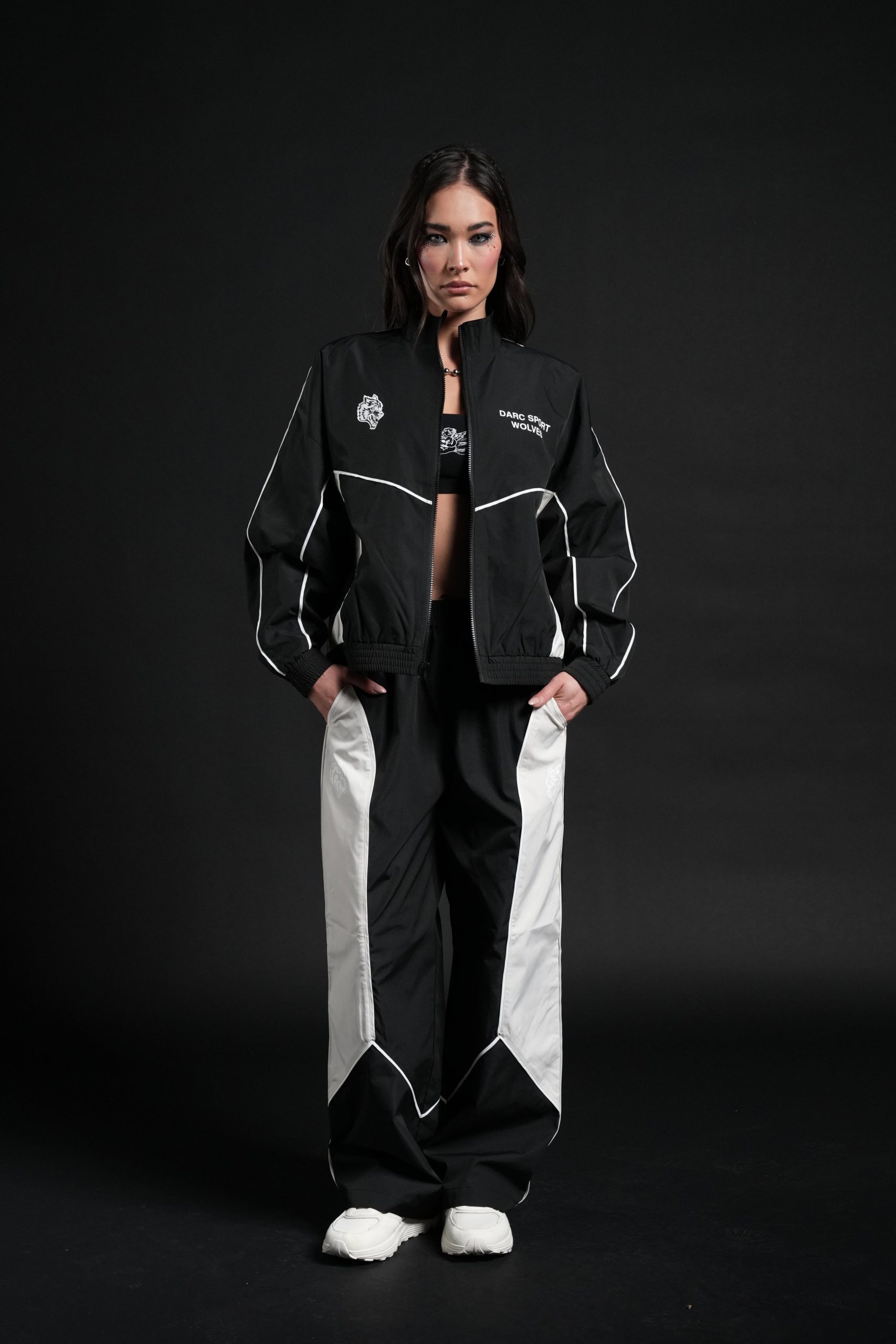 Dual Wolf She Quinn Track Pant in Black/Sand - Image 5