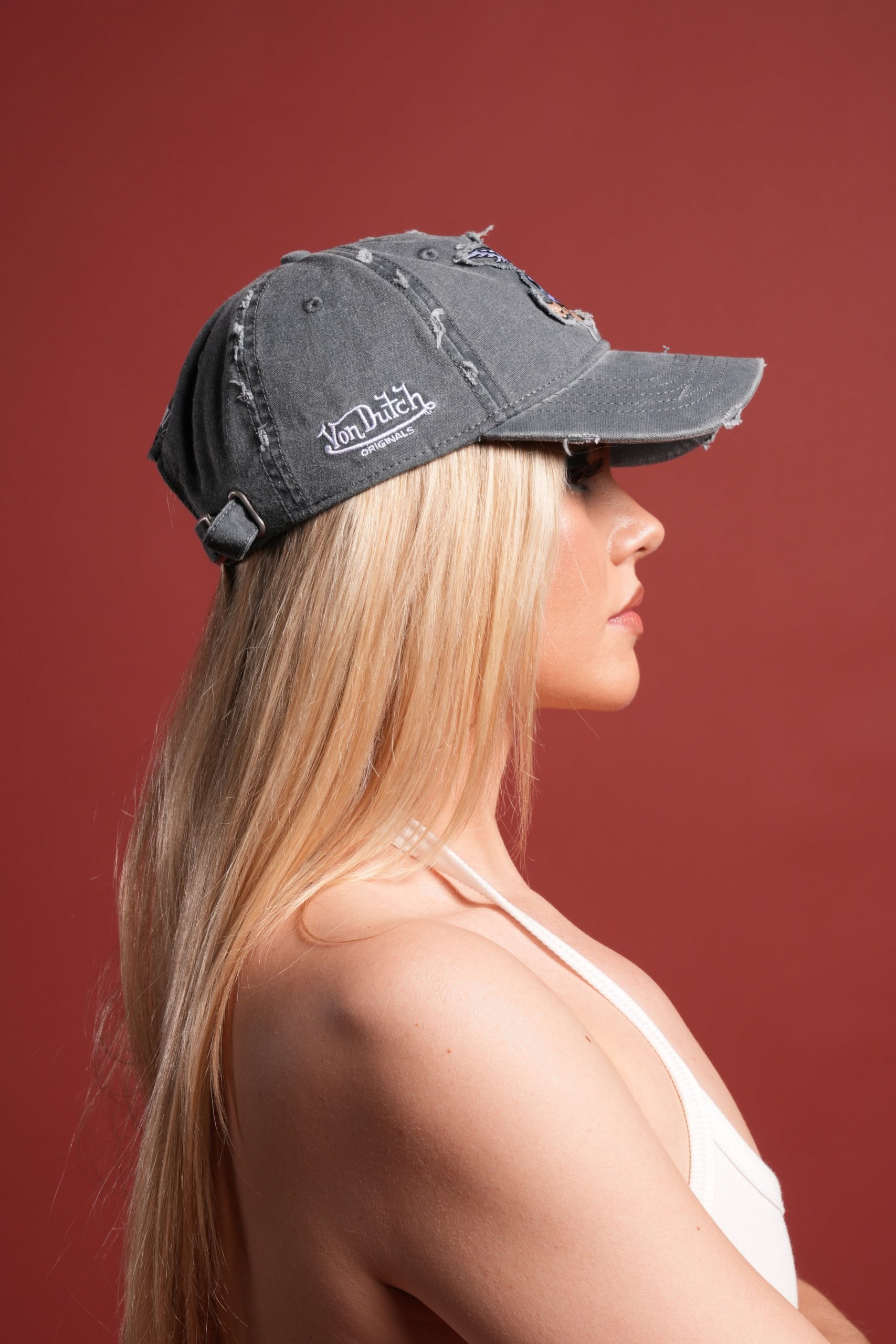Cherub Eye Ball Distressed Dad Hat in Washed Wolf Gray - Image 10