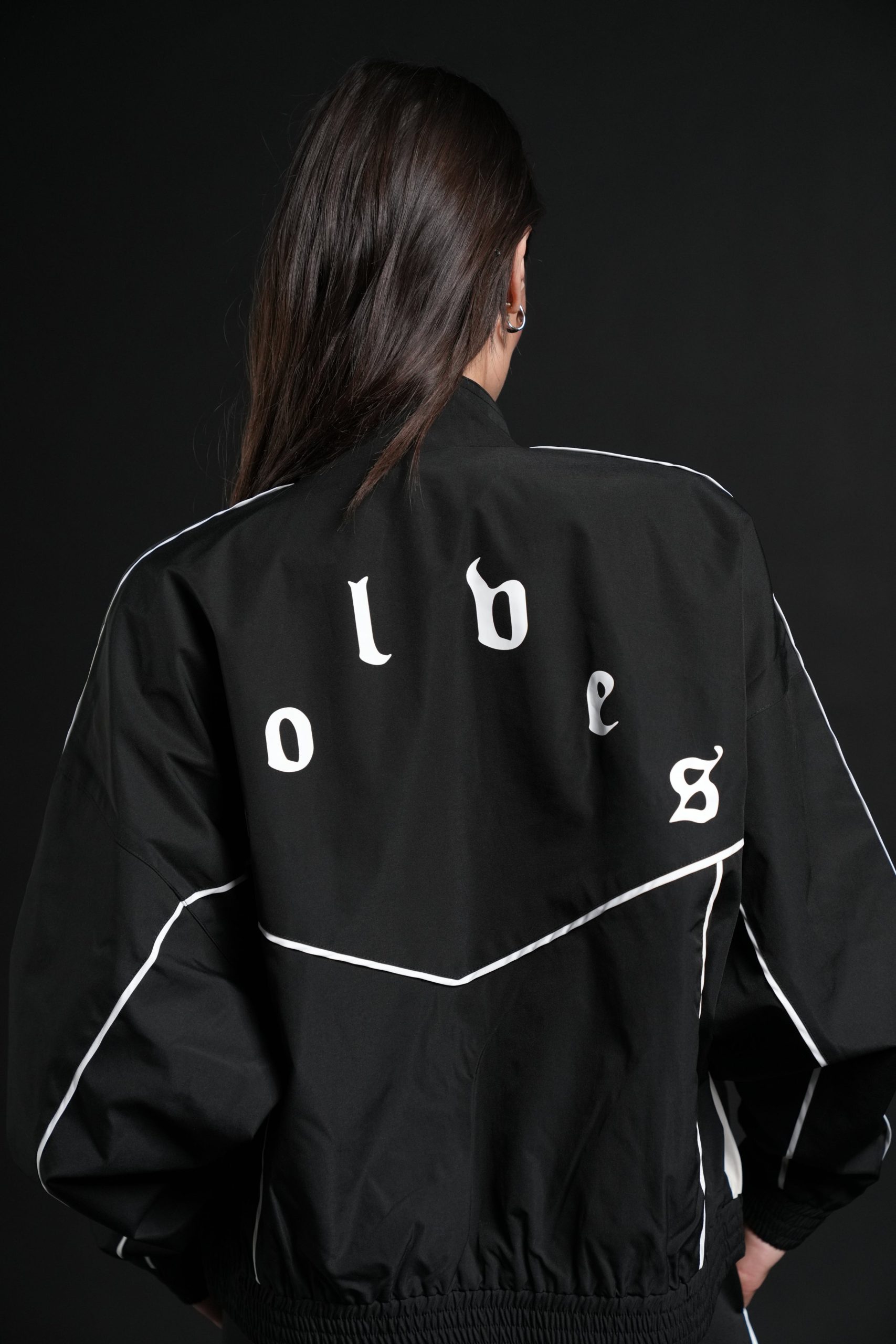Darc Sport Wolves Unisex Pyramid Quinn Track Jacket in Black/Sand - Image 14