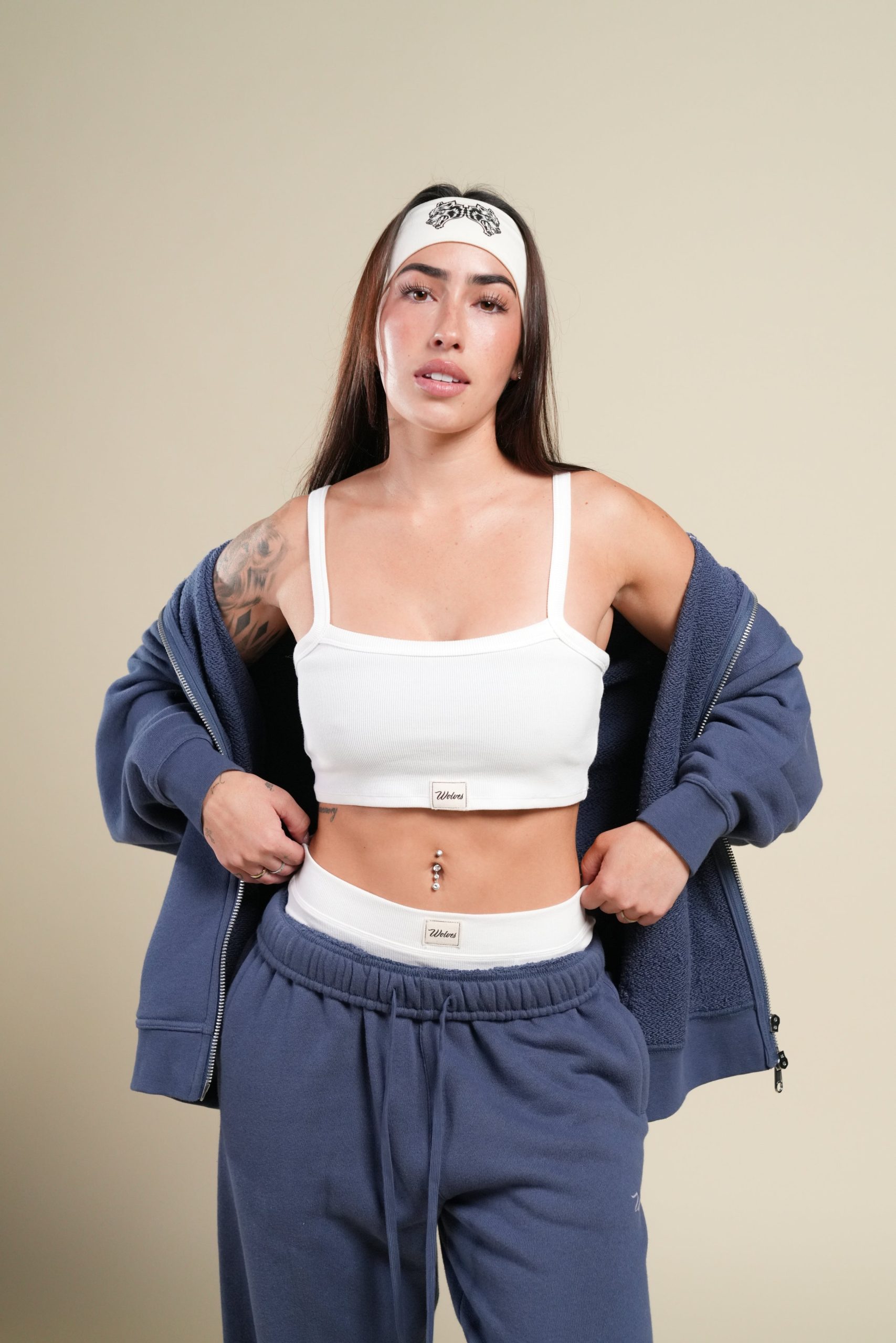 Cursive Wolves Premium Big Cozy Sweats in Washed Denim - Image 9