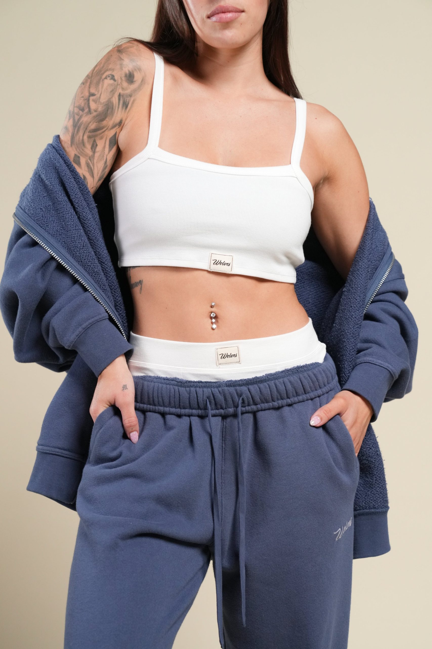 Cursive Wolves Premium Big Cozy Sweats in Washed Denim - Image 8