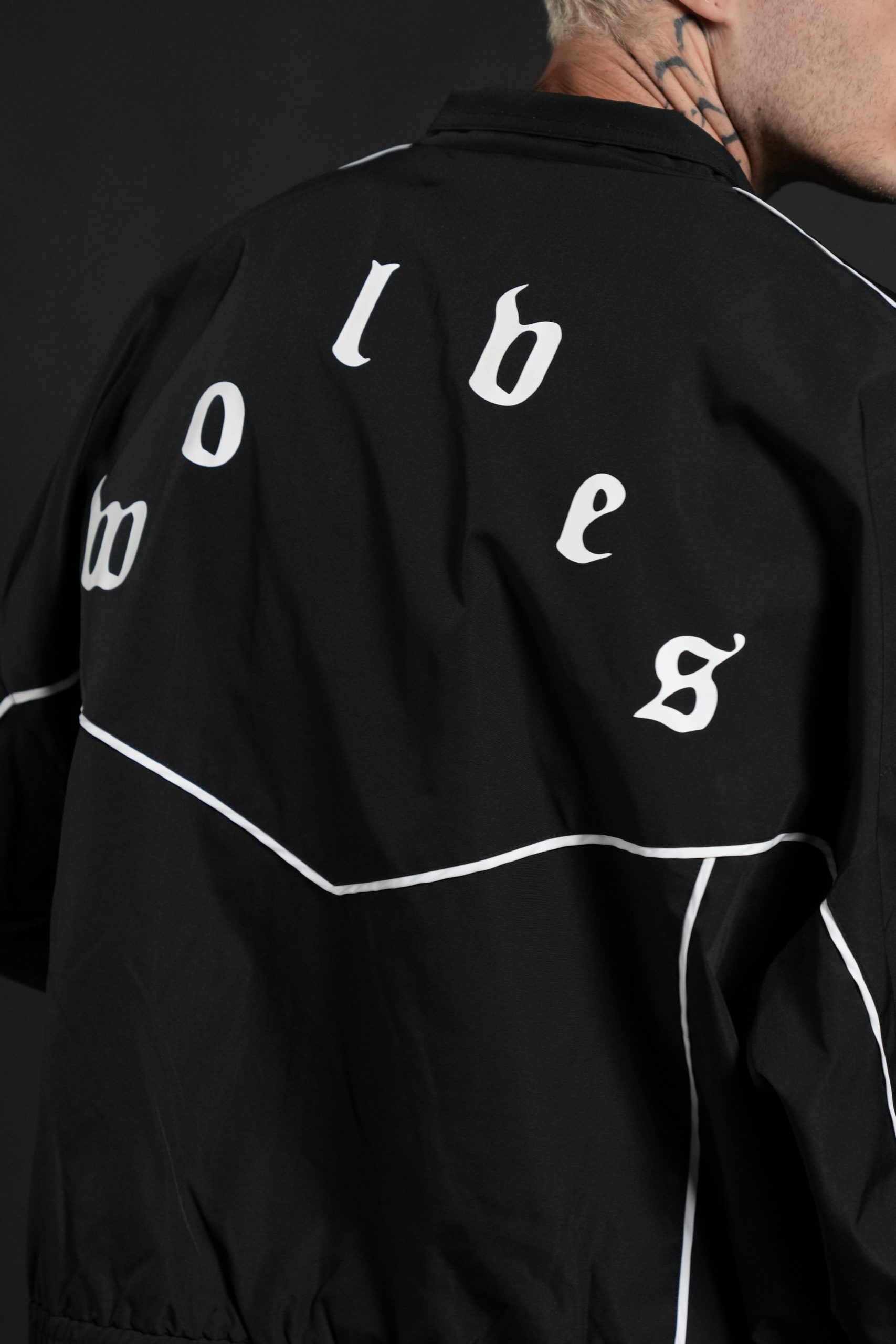 Darc Sport Wolves Unisex Pyramid Quinn Track Jacket in Black/Sand - Image 9