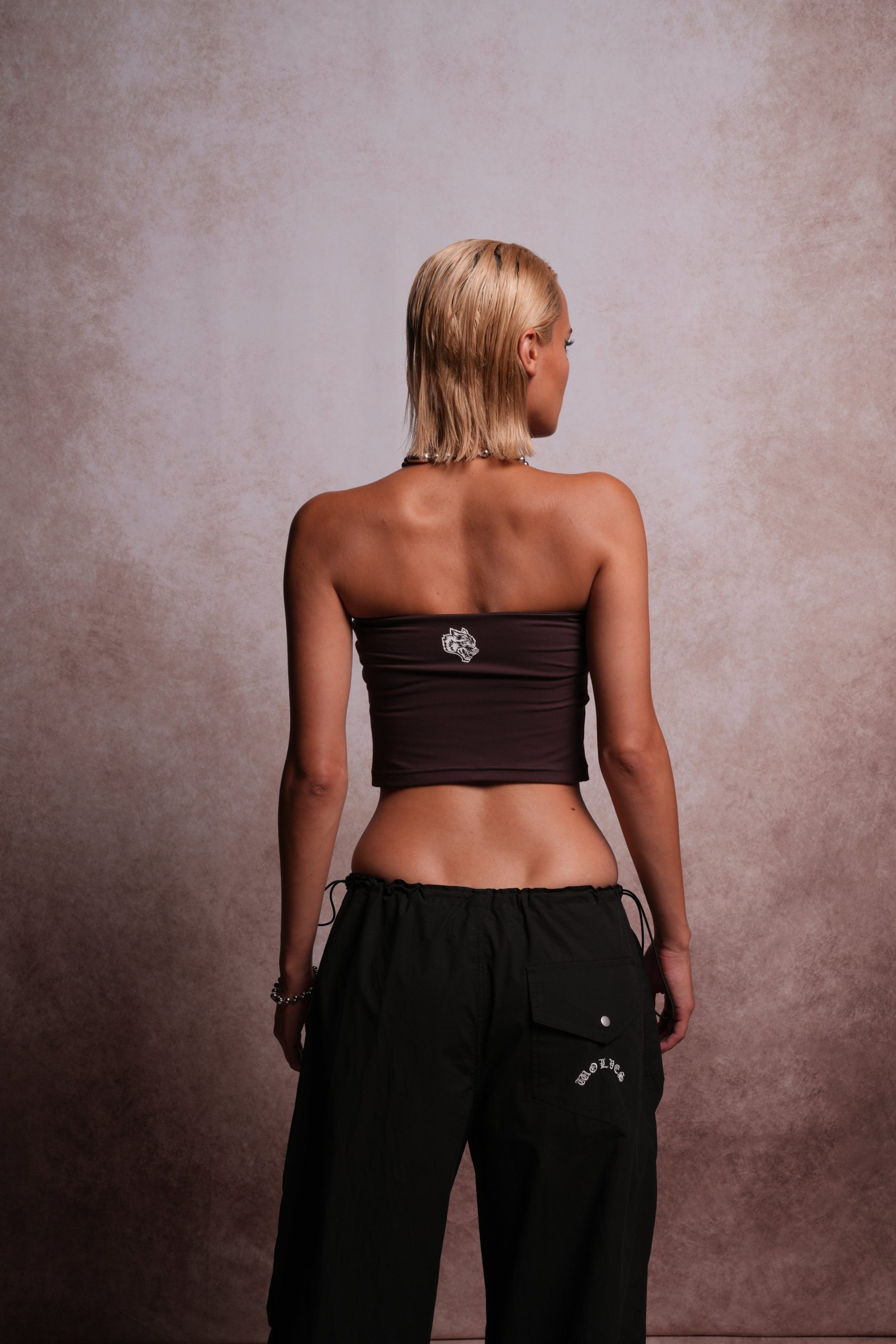 Single Wolf Nova Longline Bandeau Top in Darc Garnet - Image 3