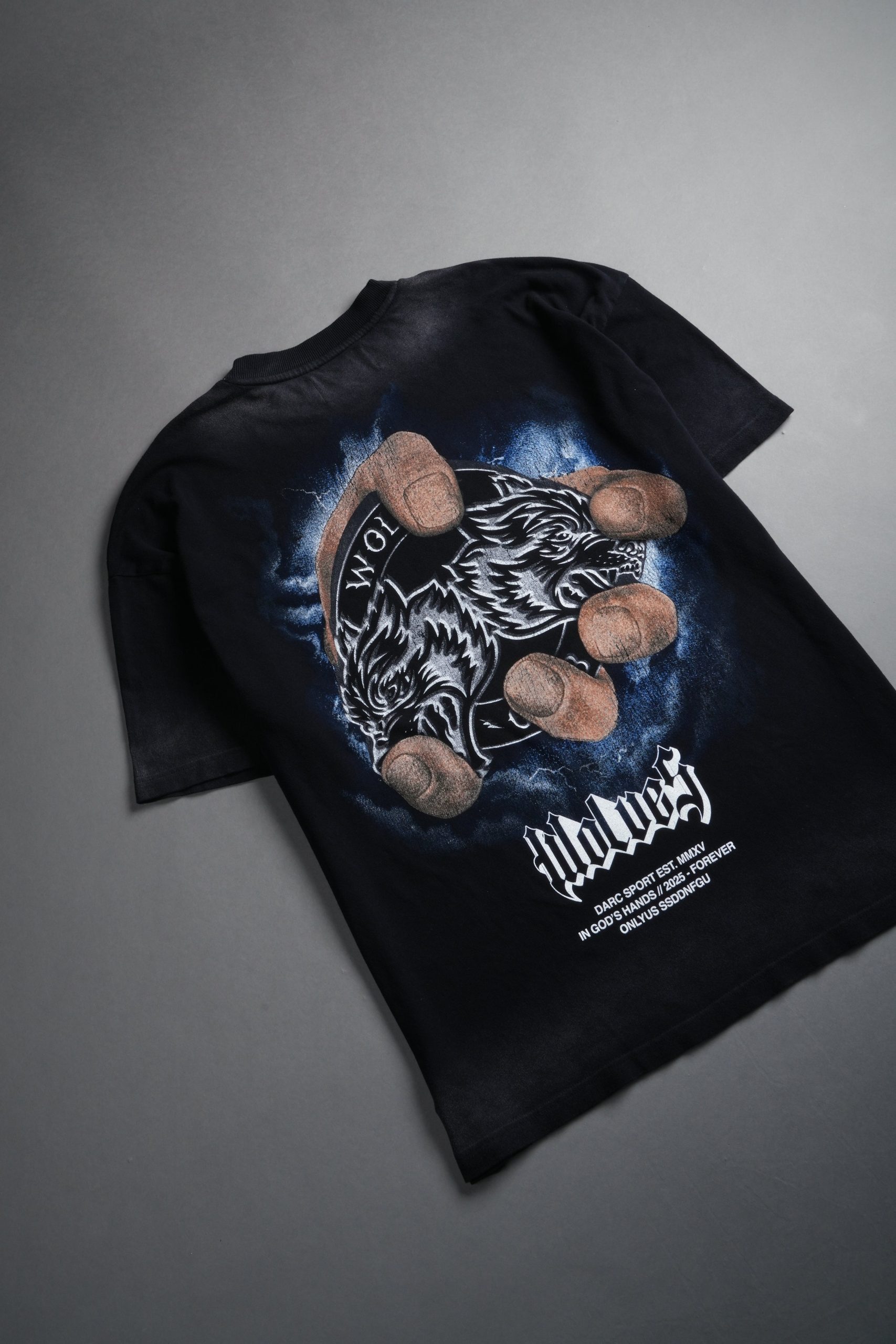 In God's Hands Premium Oversized Tee in Black Drift Wash - Image 8